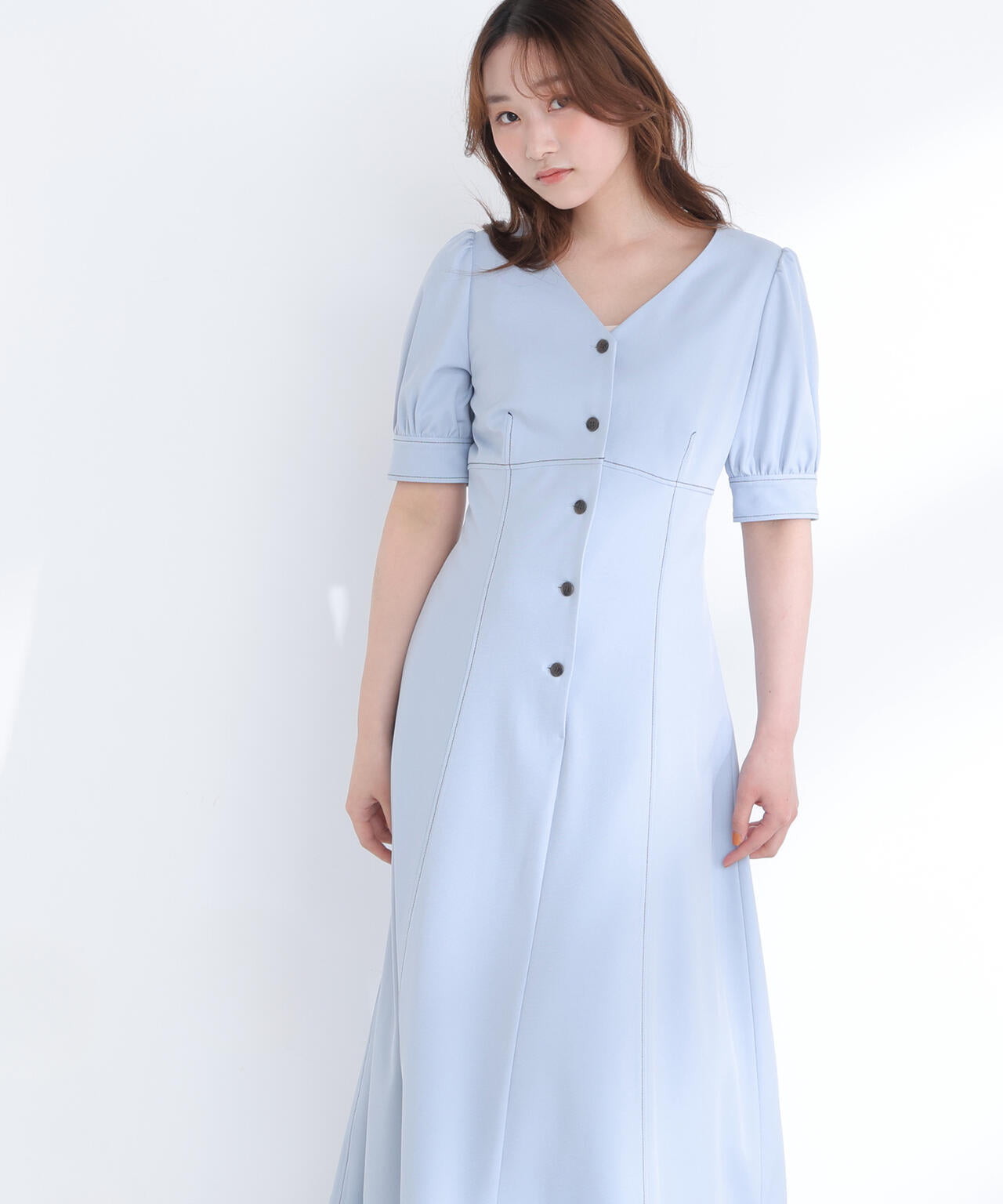 【6/5~6/7 オンライン限定2buy10%OFF対象】バイカラーステッチワンピース
