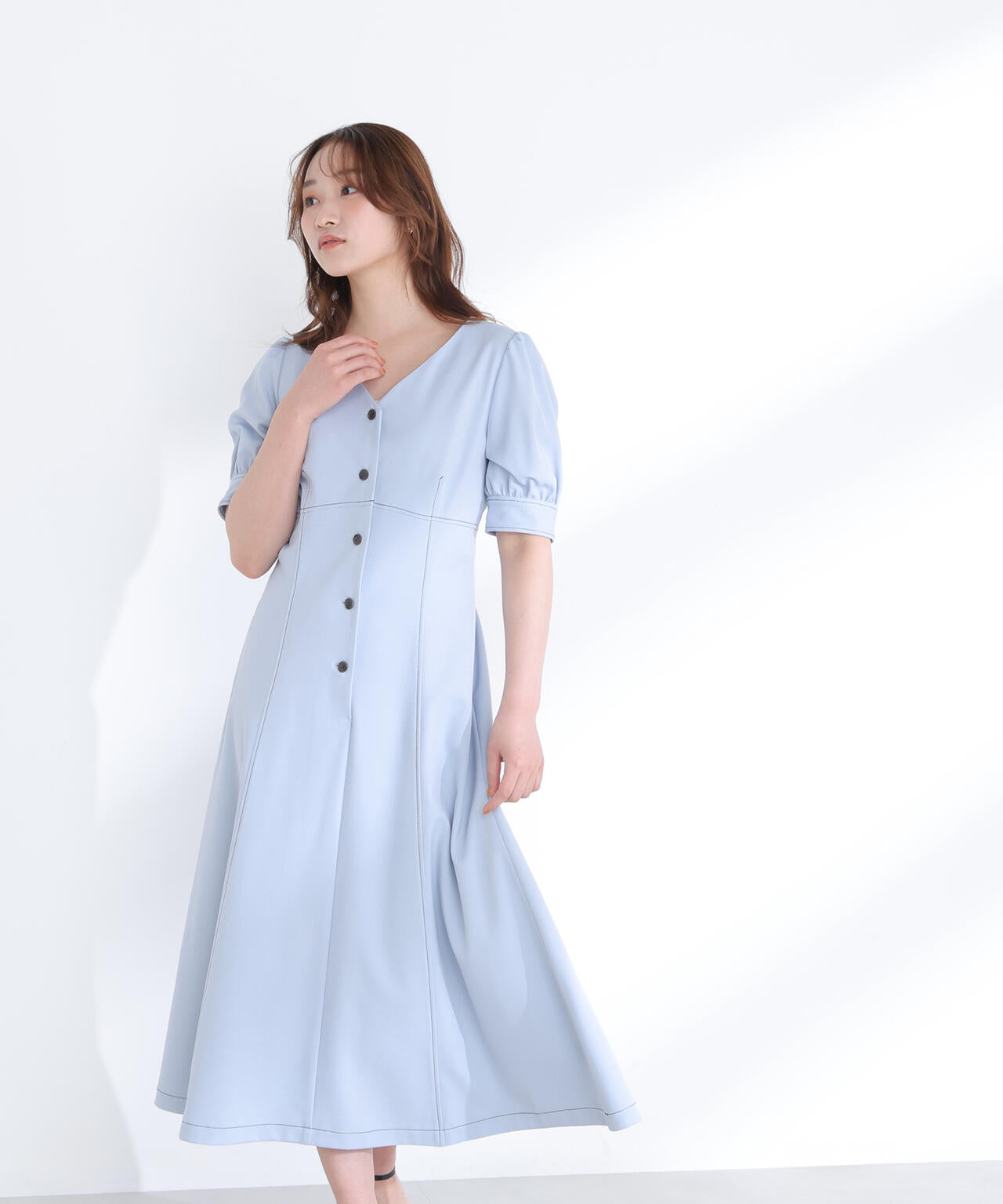 【6/5~6/7 オンライン限定2buy10%OFF対象】バイカラーステッチワンピース