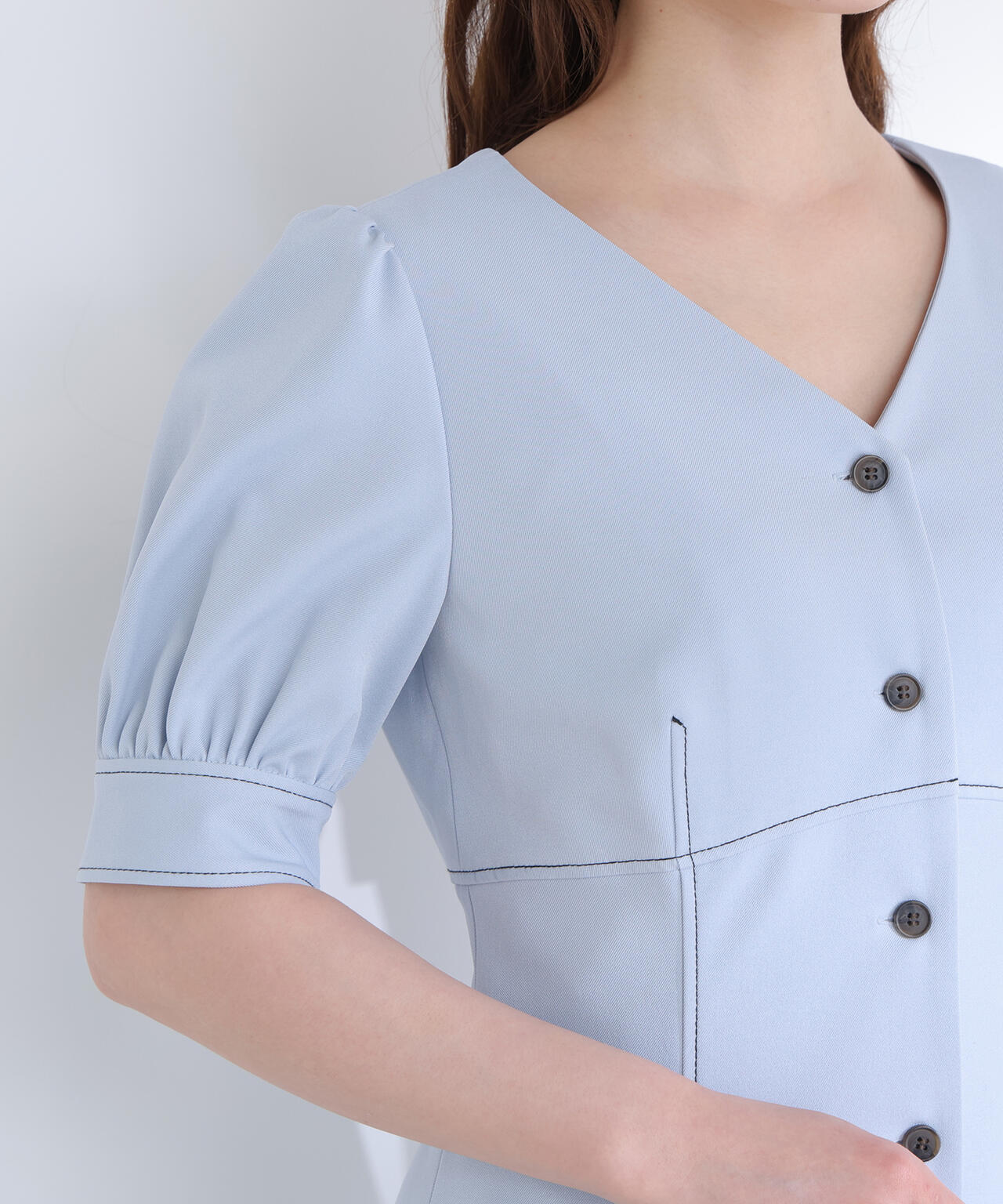 【6/5~6/7 オンライン限定2buy10%OFF対象】バイカラーステッチワンピース