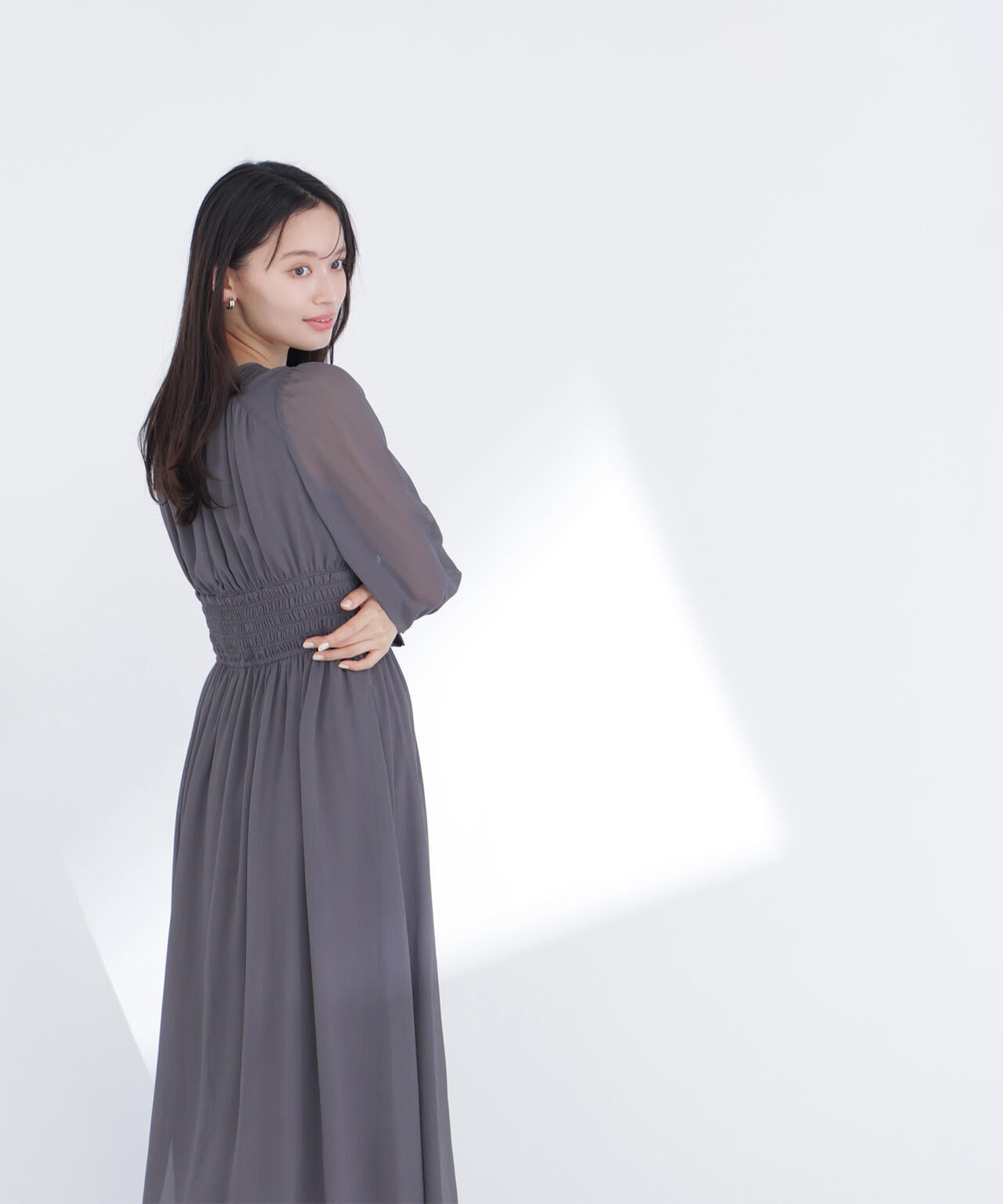 楊柳シャーリングワンピース