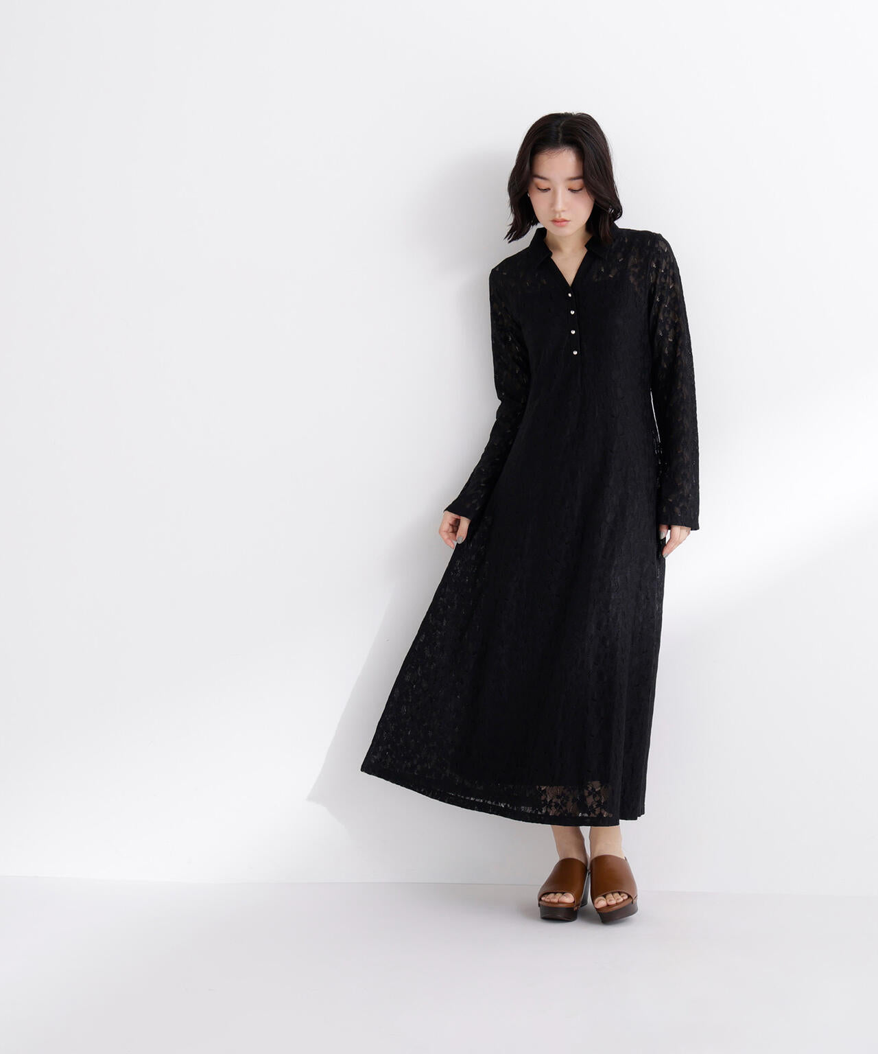 レーススキッパーシャツワンピース