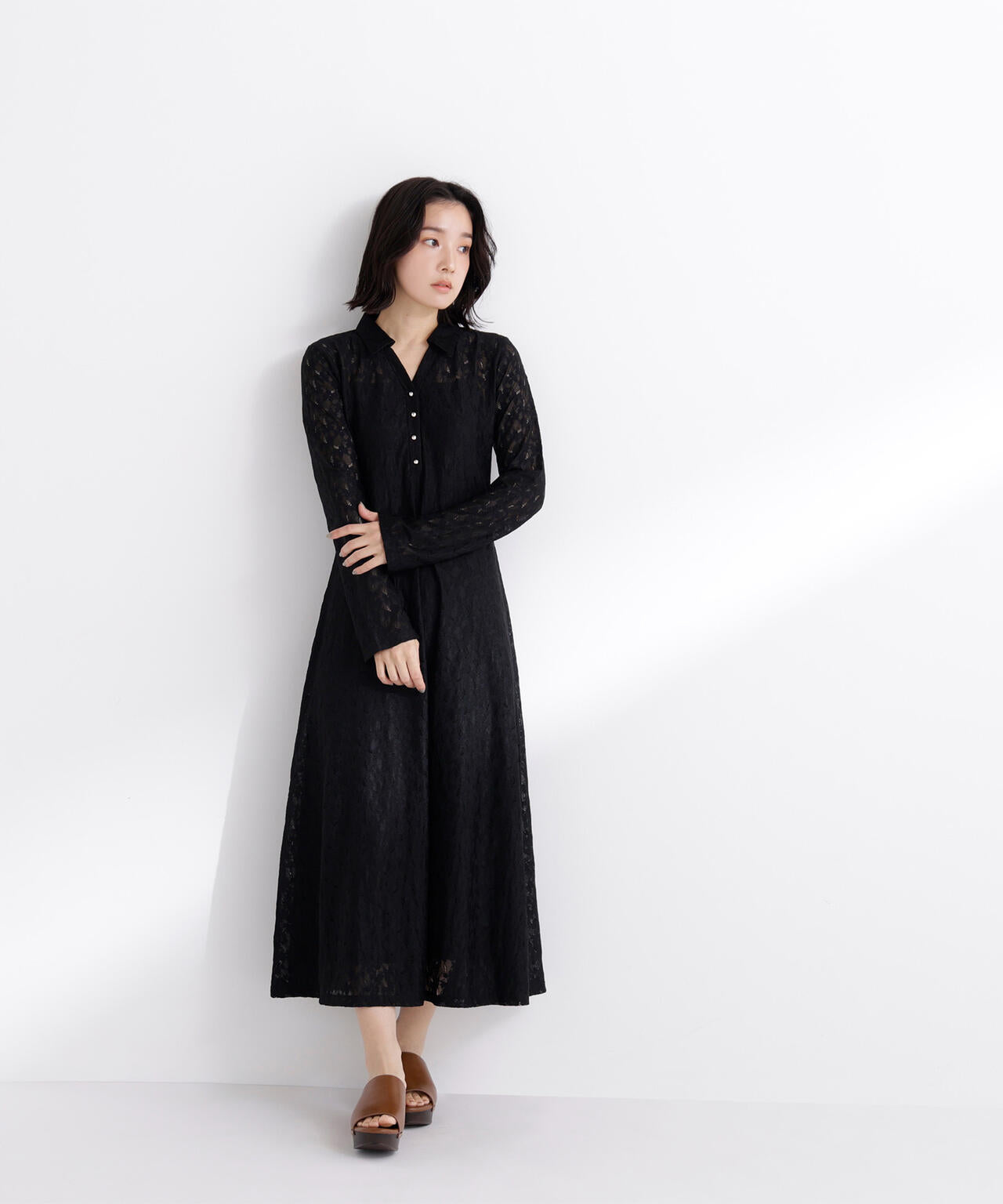 レーススキッパーシャツワンピース