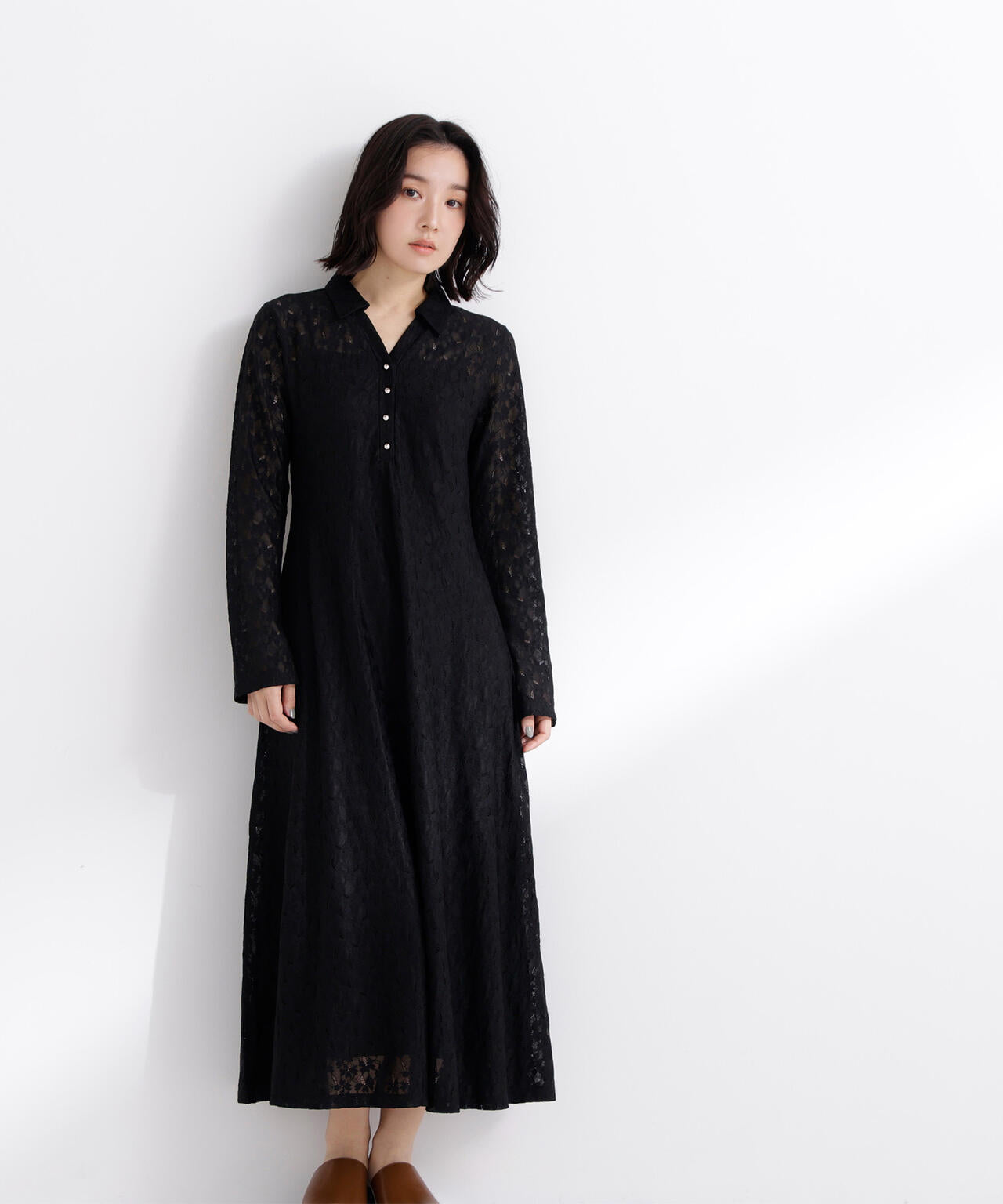 レーススキッパーシャツワンピース