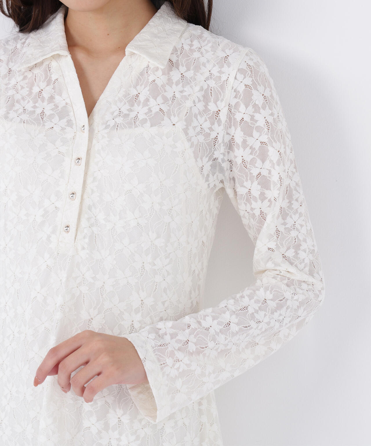 レーススキッパーシャツワンピース