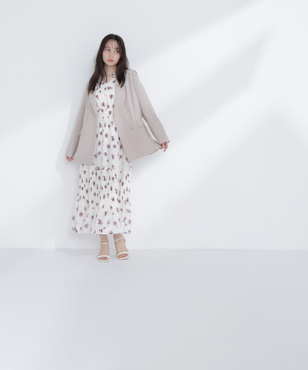 ぼかしフラワープリントワンピース