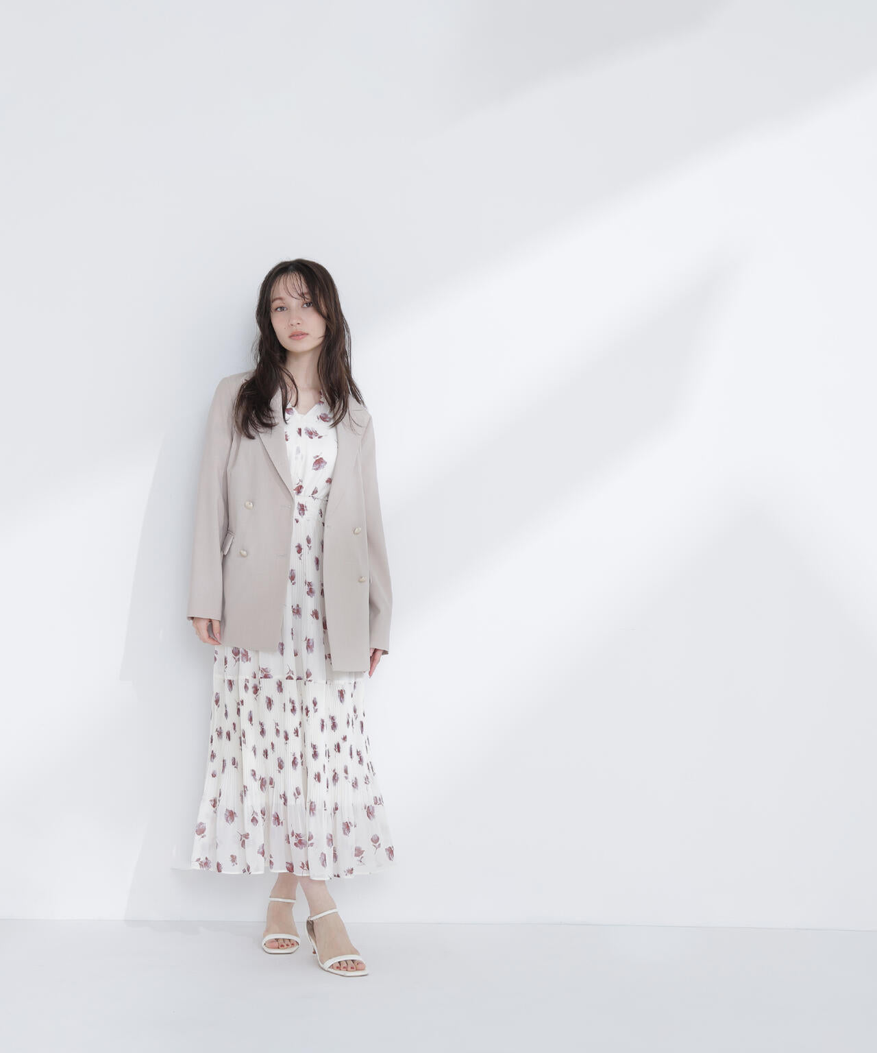 ぼかしフラワープリントワンピース