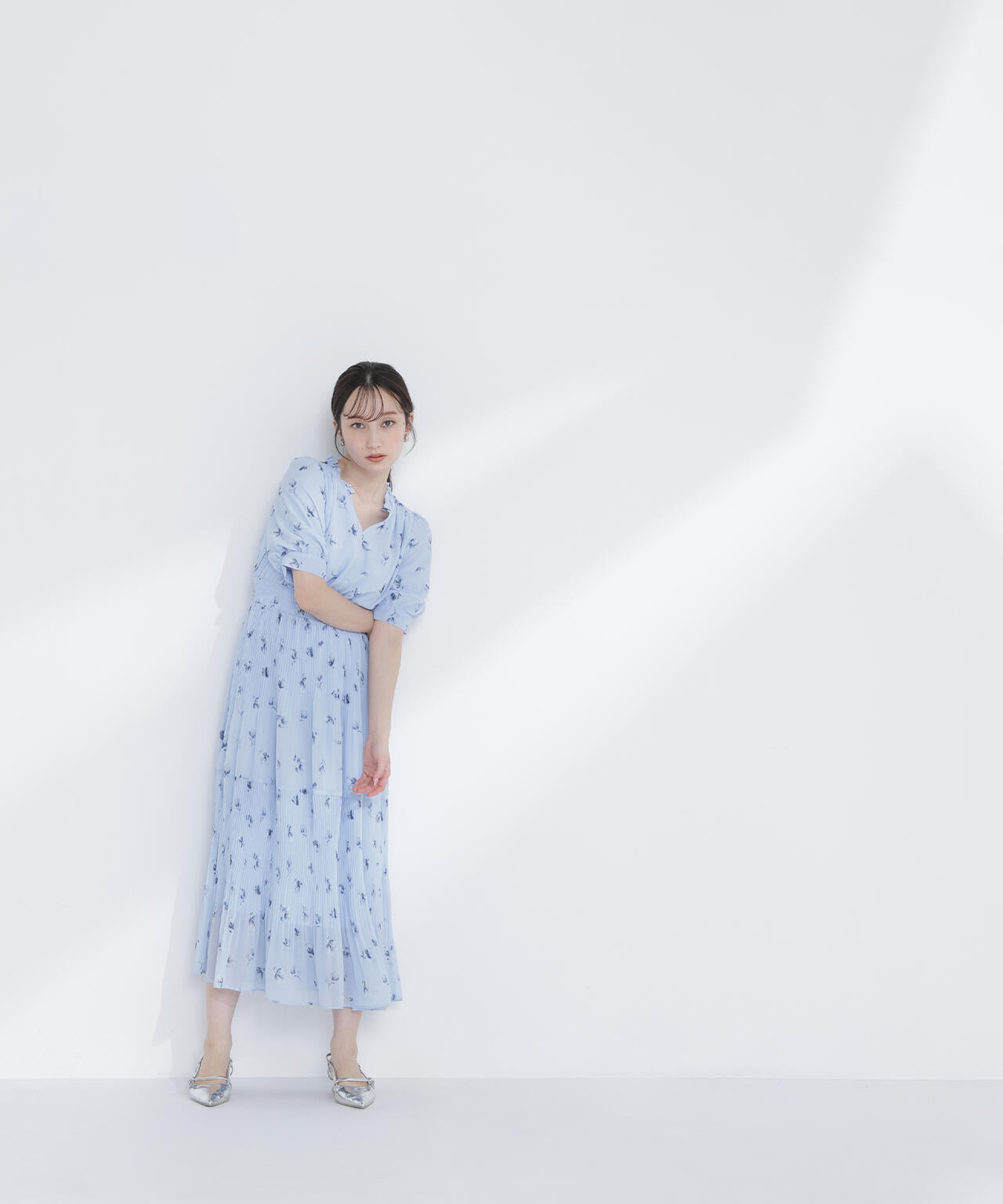 ぼかしフラワープリントワンピース