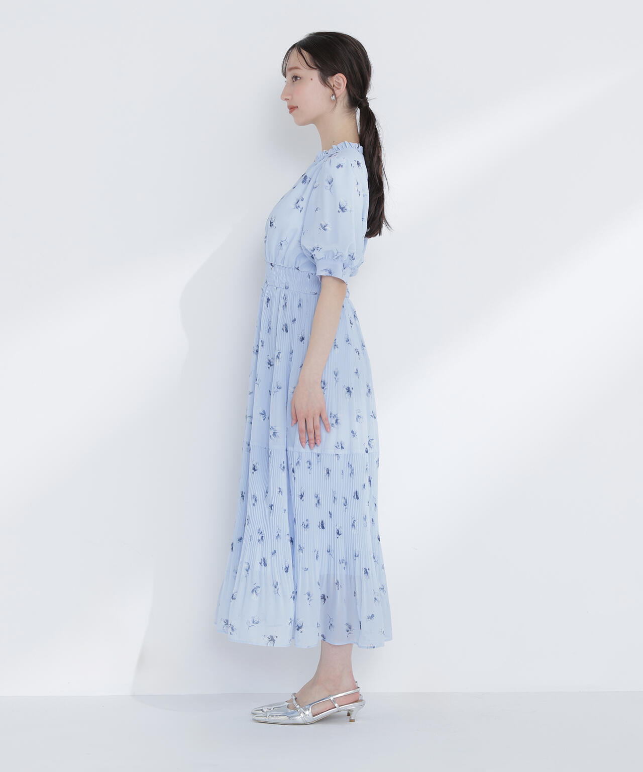 ぼかしフラワープリントワンピース