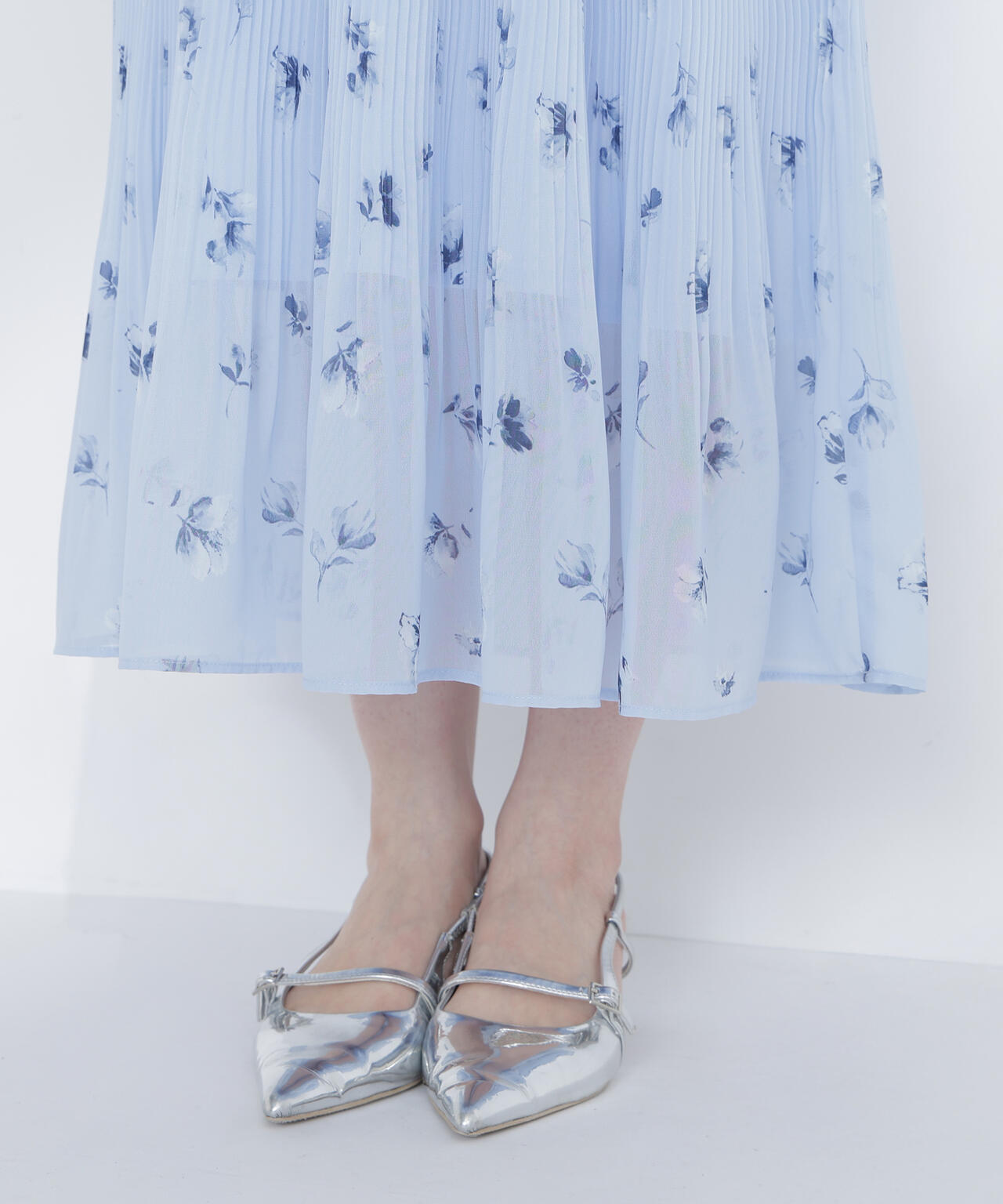 ぼかしフラワープリントワンピース