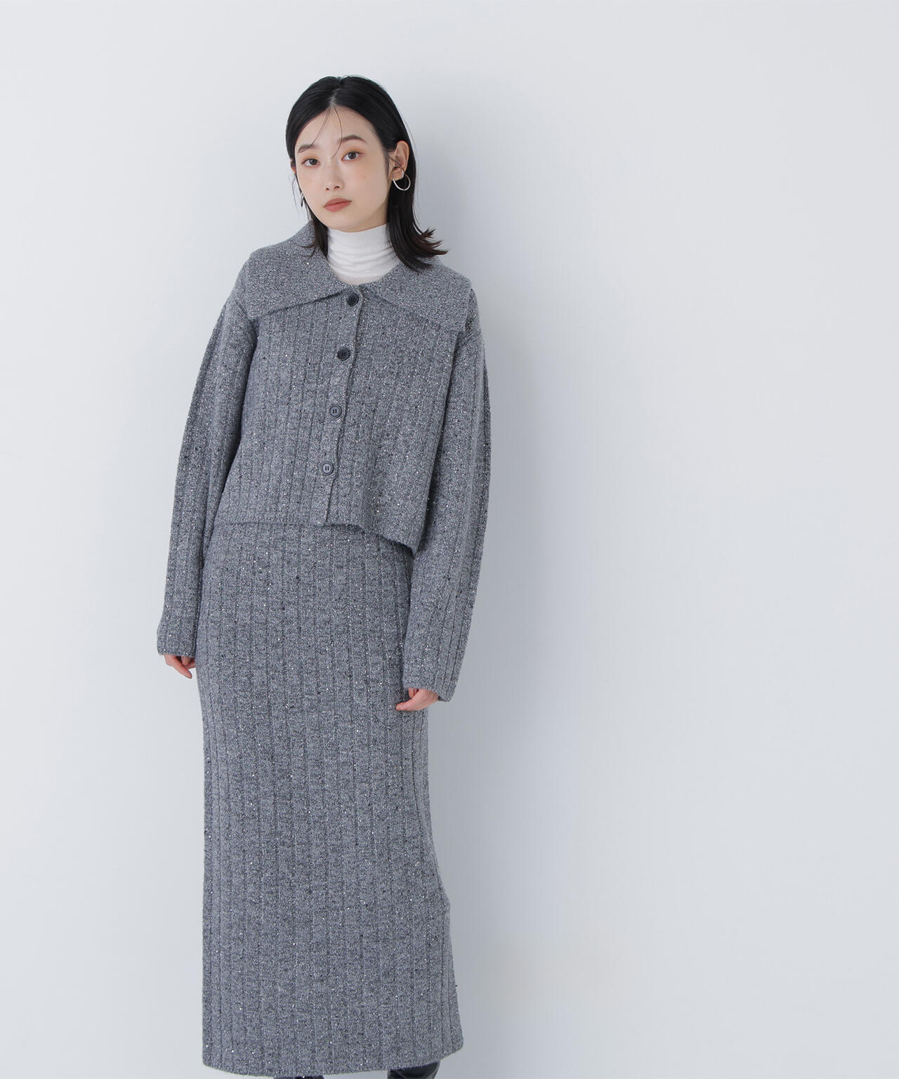 スパンコールラメニットセットアップ