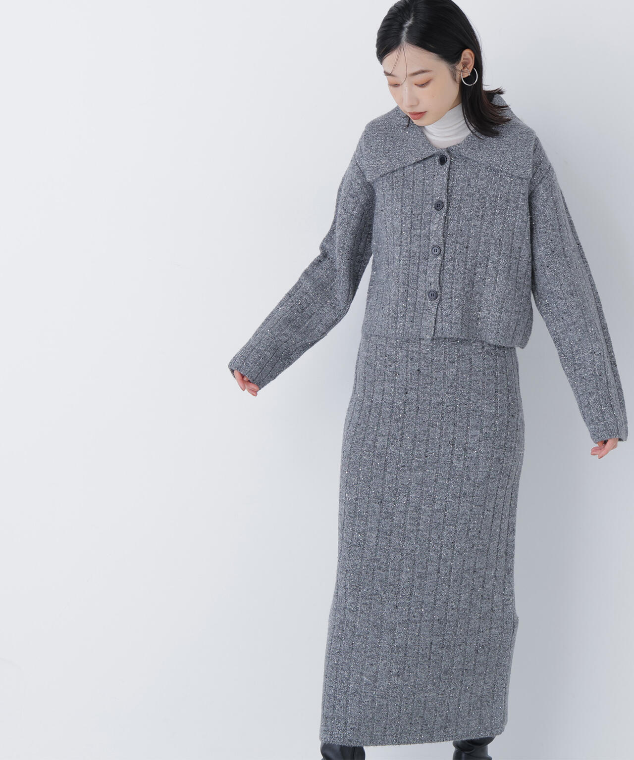 スパンコールラメニットセットアップ