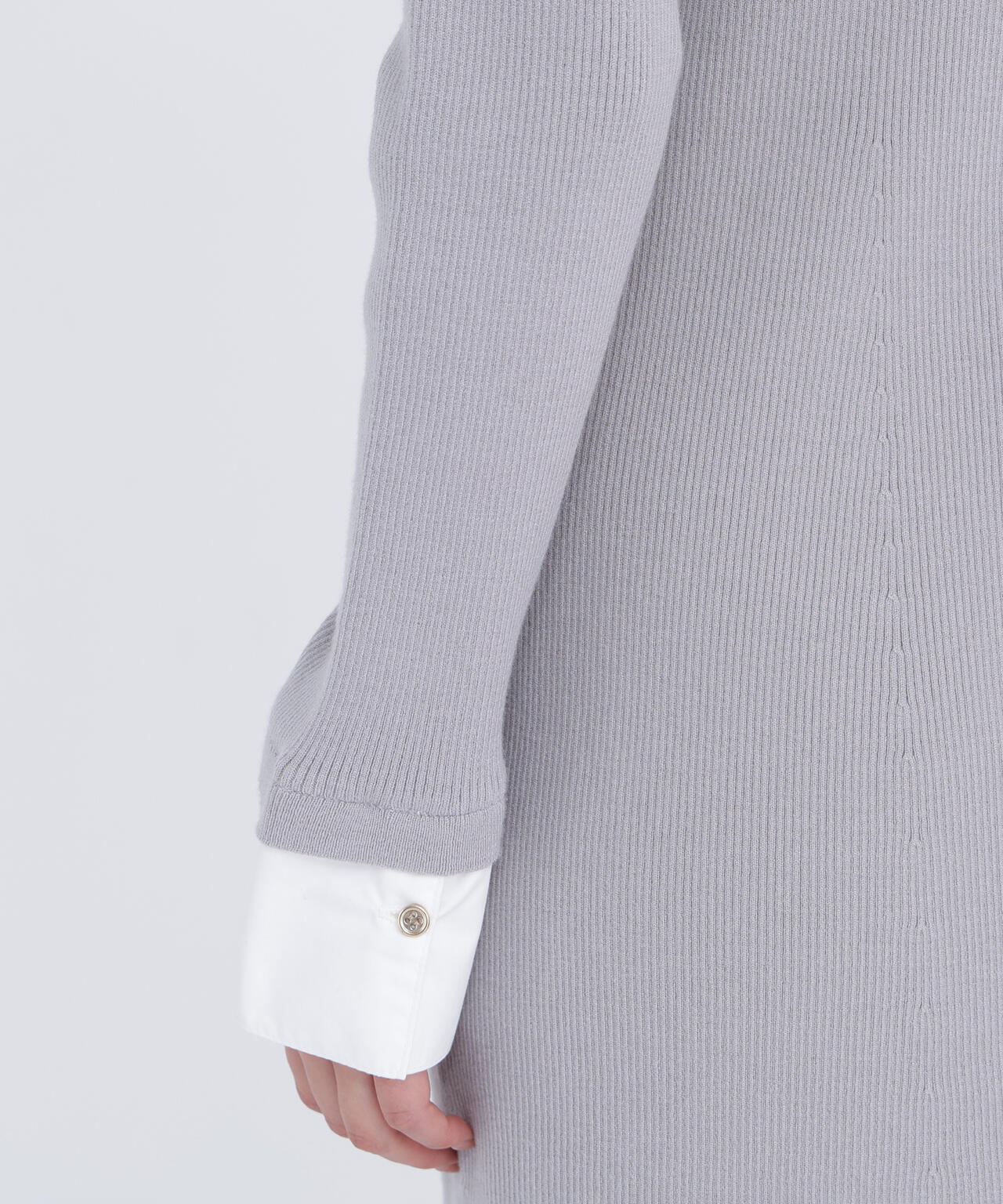 襟付リブニットワンピース