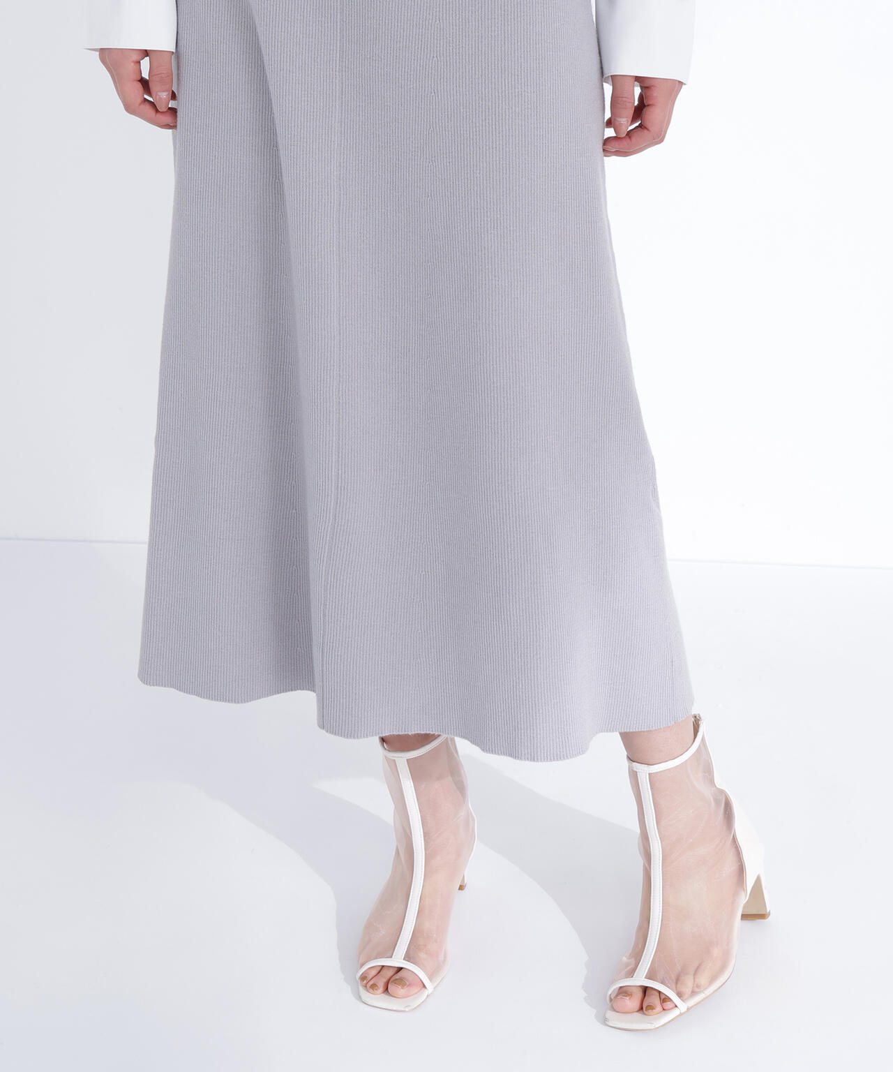 襟付リブニットワンピース