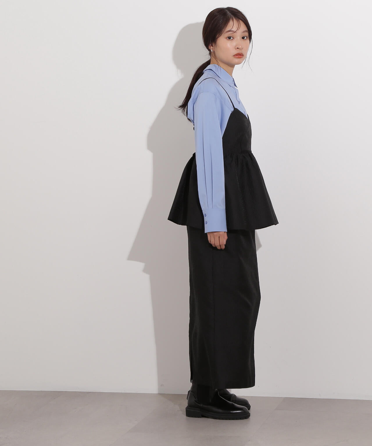 ジャガードペプラムキャミセットアップ