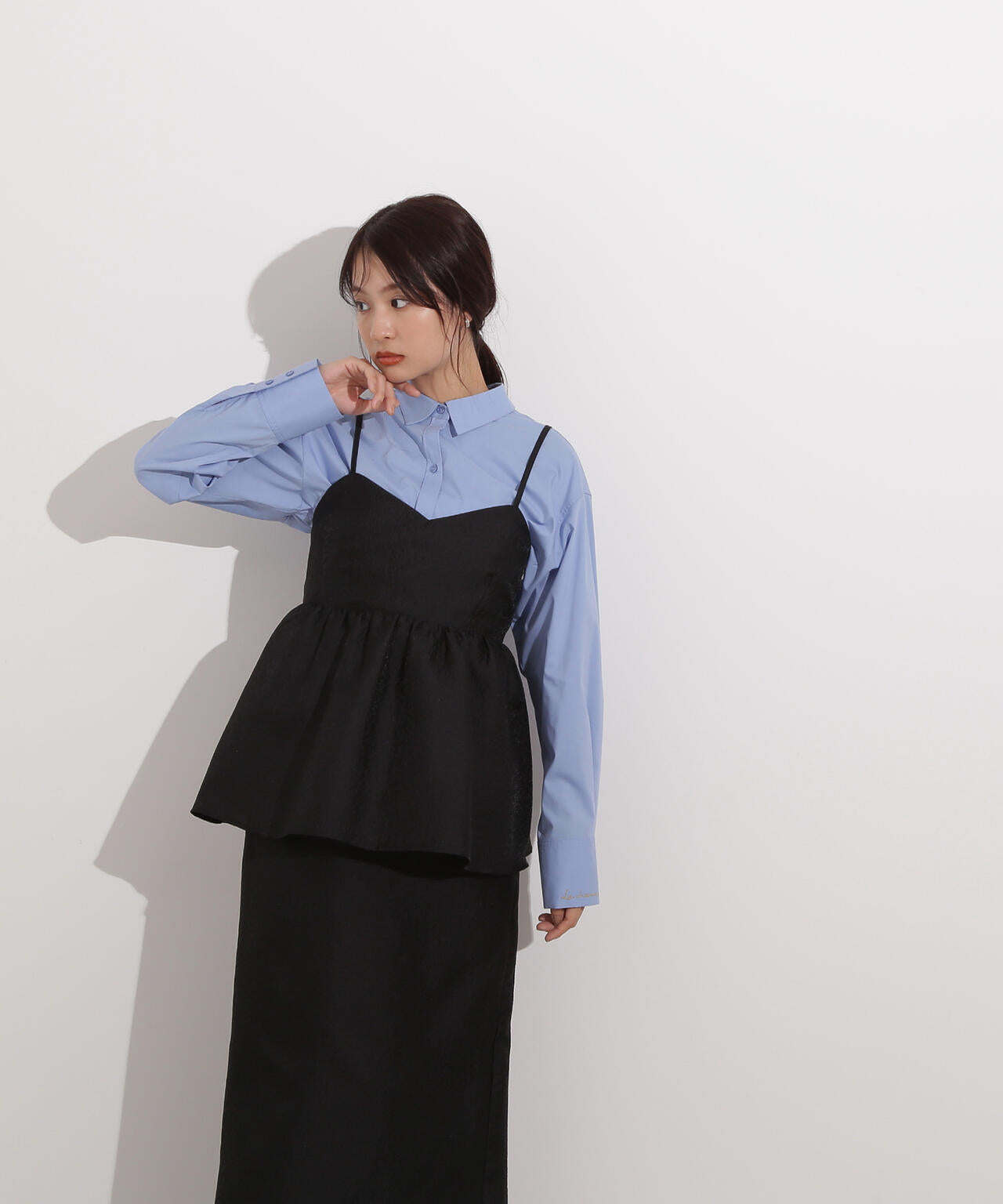 ジャガードペプラムキャミセットアップ