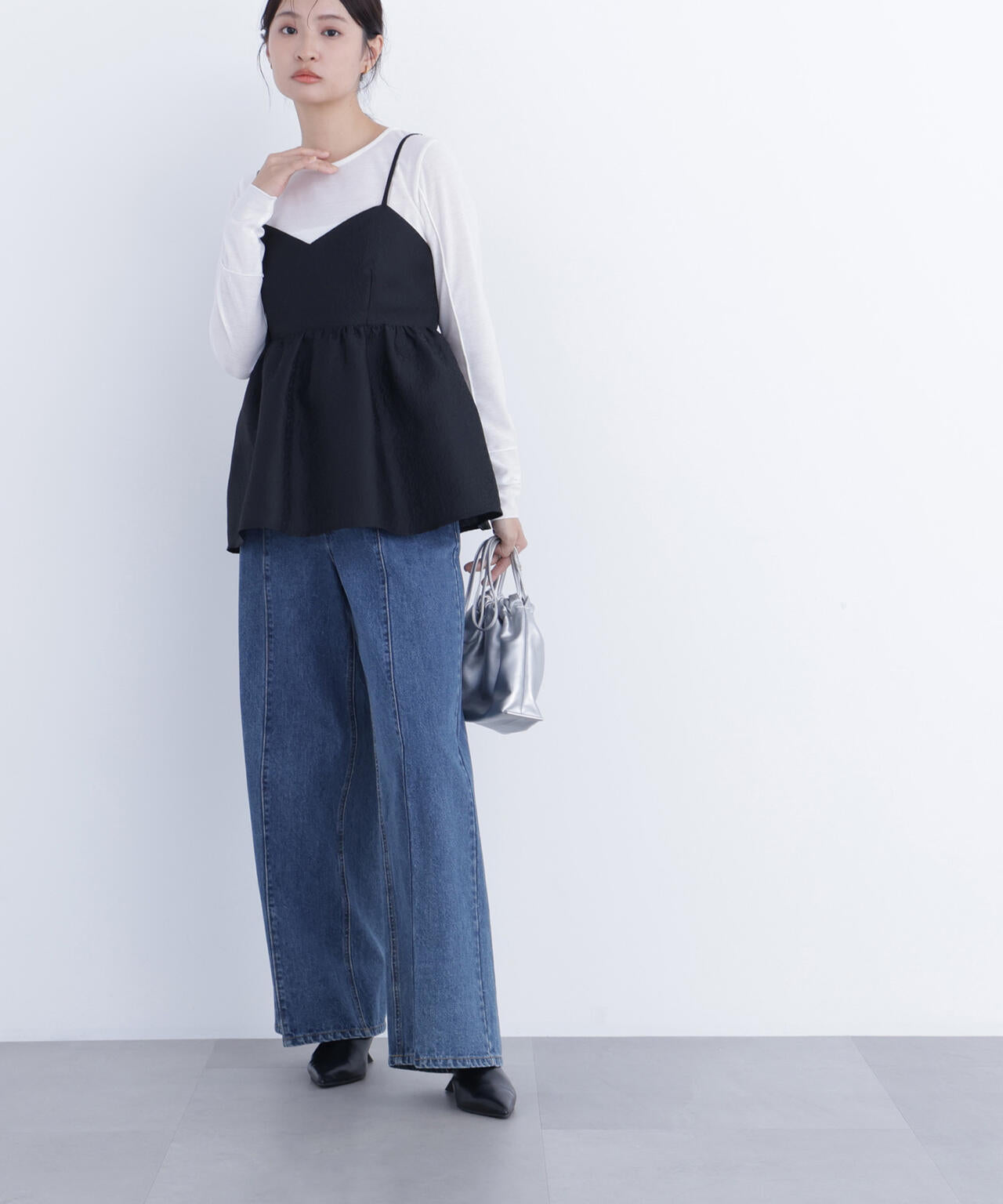 ジャガードペプラムキャミセットアップ