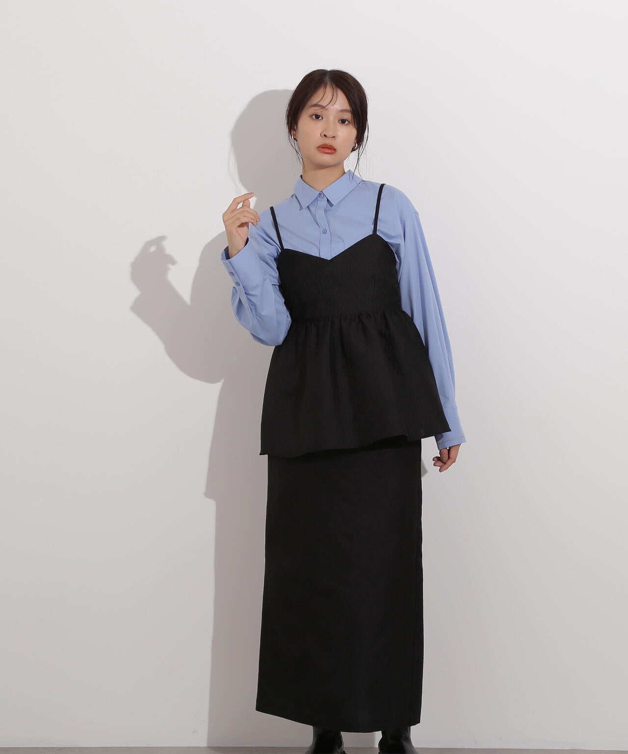 ジャガードペプラムキャミセットアップ