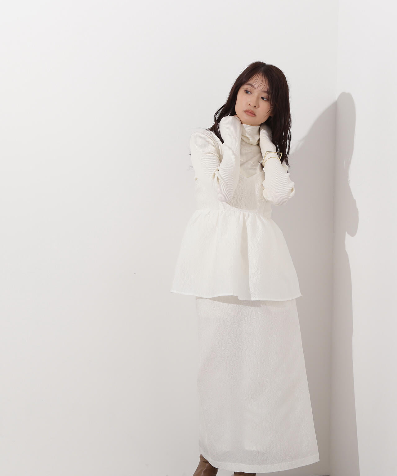 ジャガードペプラムキャミセットアップ