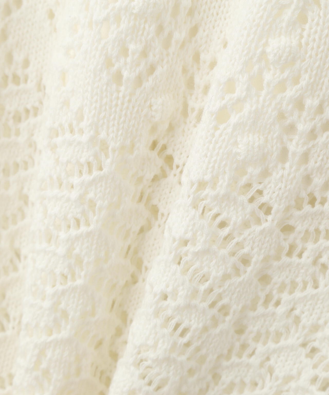 【有楽町マルイ・mix.tokyo 限定カラー:オフ×ブラック】透かし編みニットミニワンピース