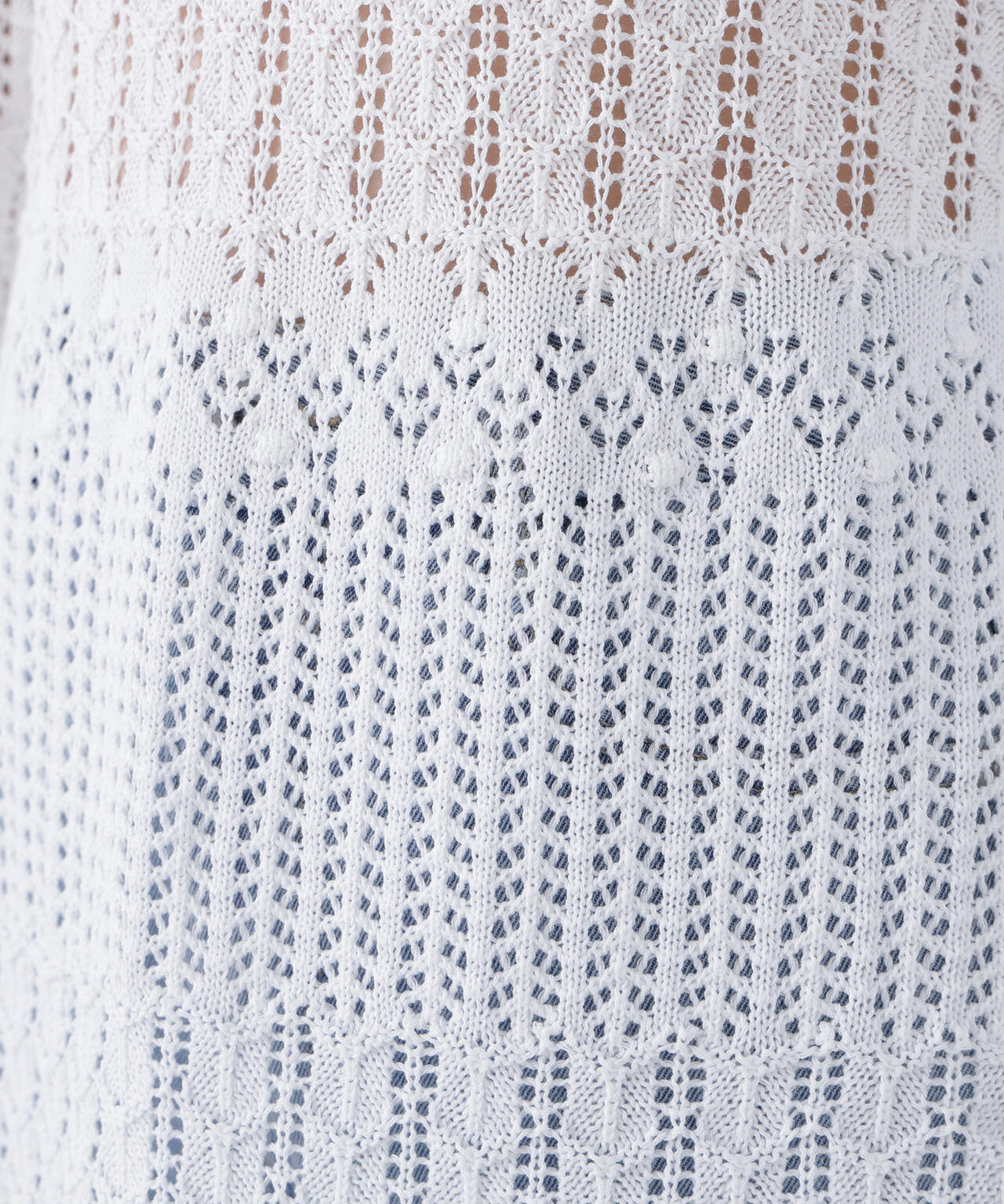 【有楽町マルイ・mix.tokyo 限定カラー:オフ×ブラック】透かし編みニットミニワンピース