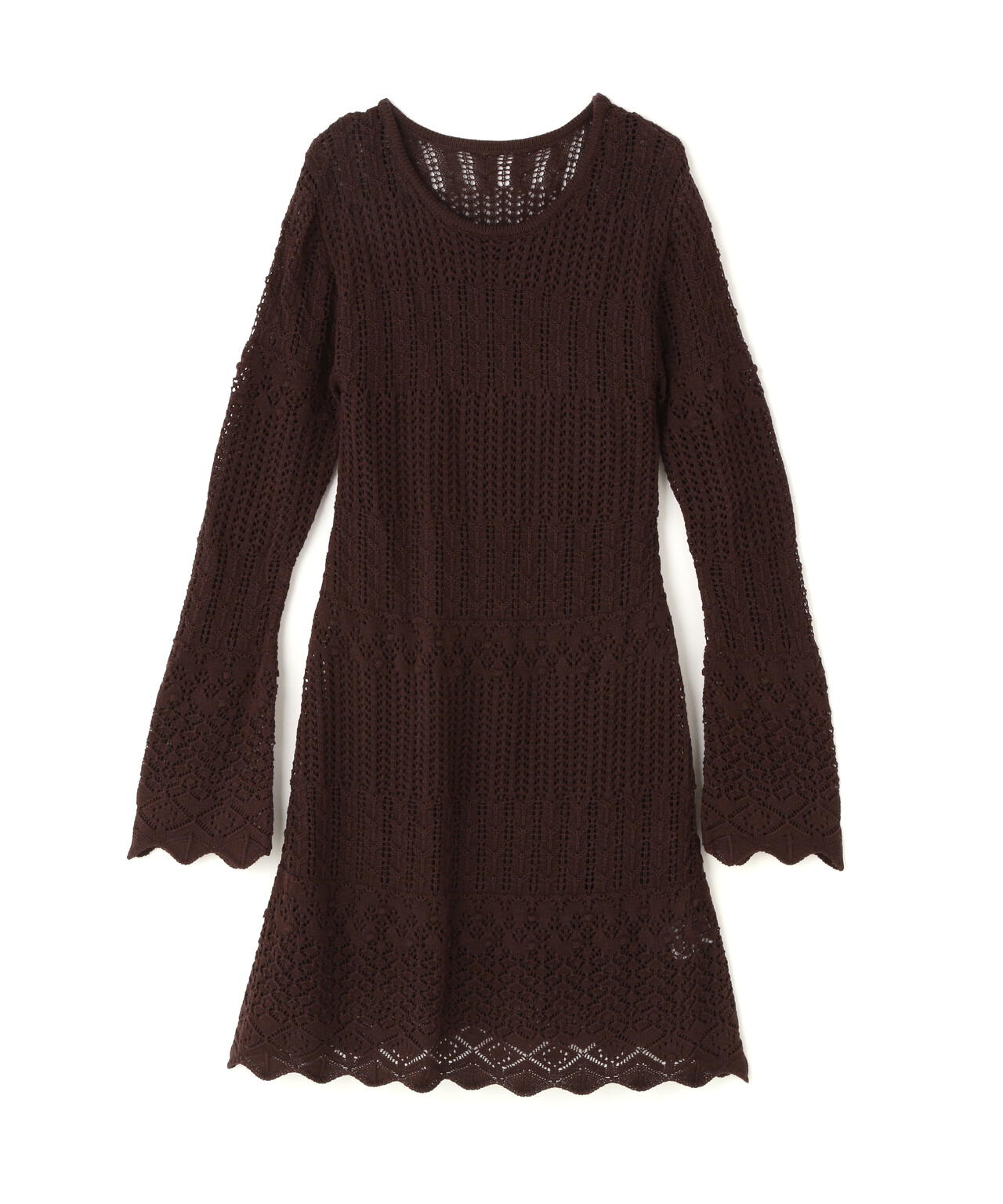 【有楽町マルイ・mix.tokyo 限定カラー:オフ×ブラック】透かし編みニットミニワンピース