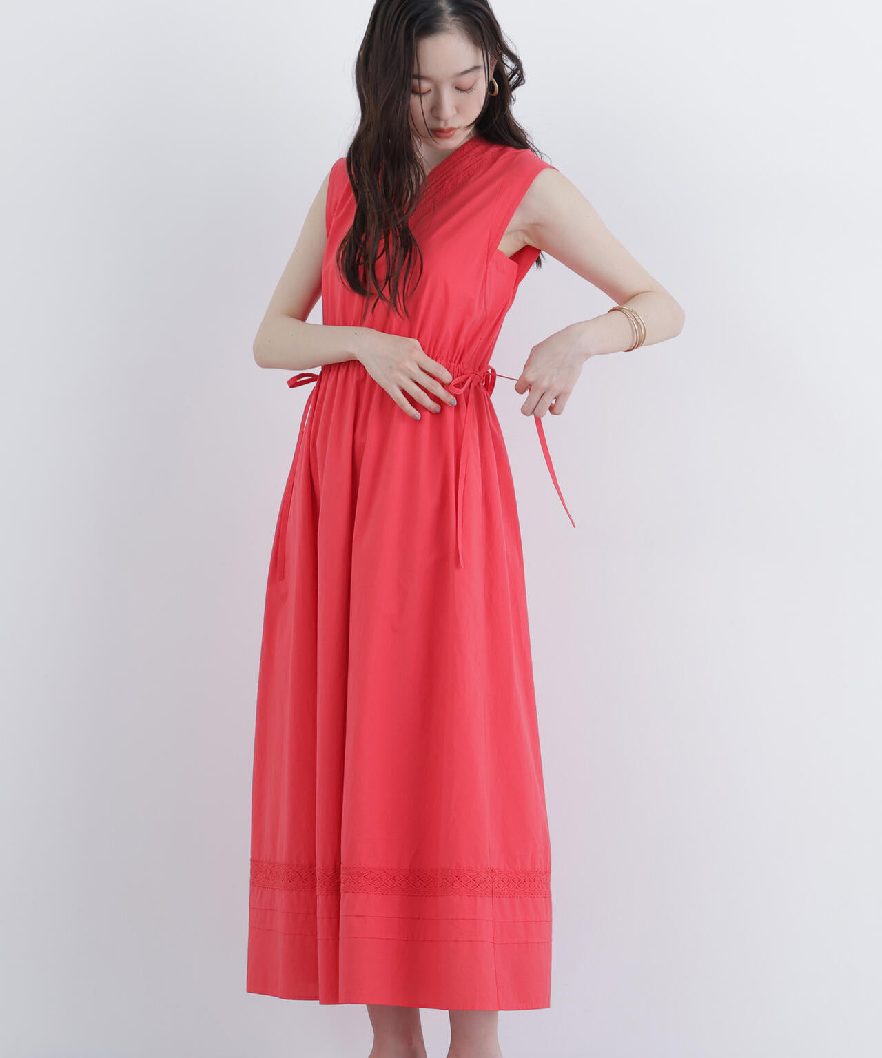 【6/5~6/7 オンライン限定2buy10%OFF対象】ピンタックレースワンピース