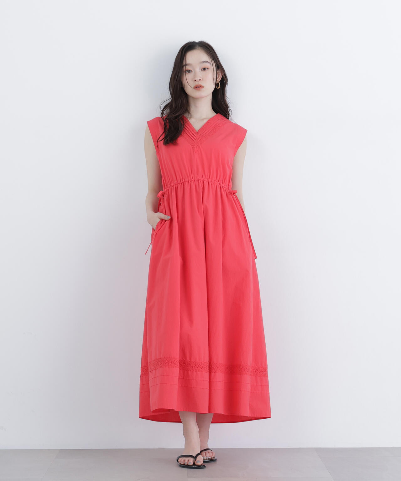 【6/5~6/7 オンライン限定2buy10%OFF対象】ピンタックレースワンピース