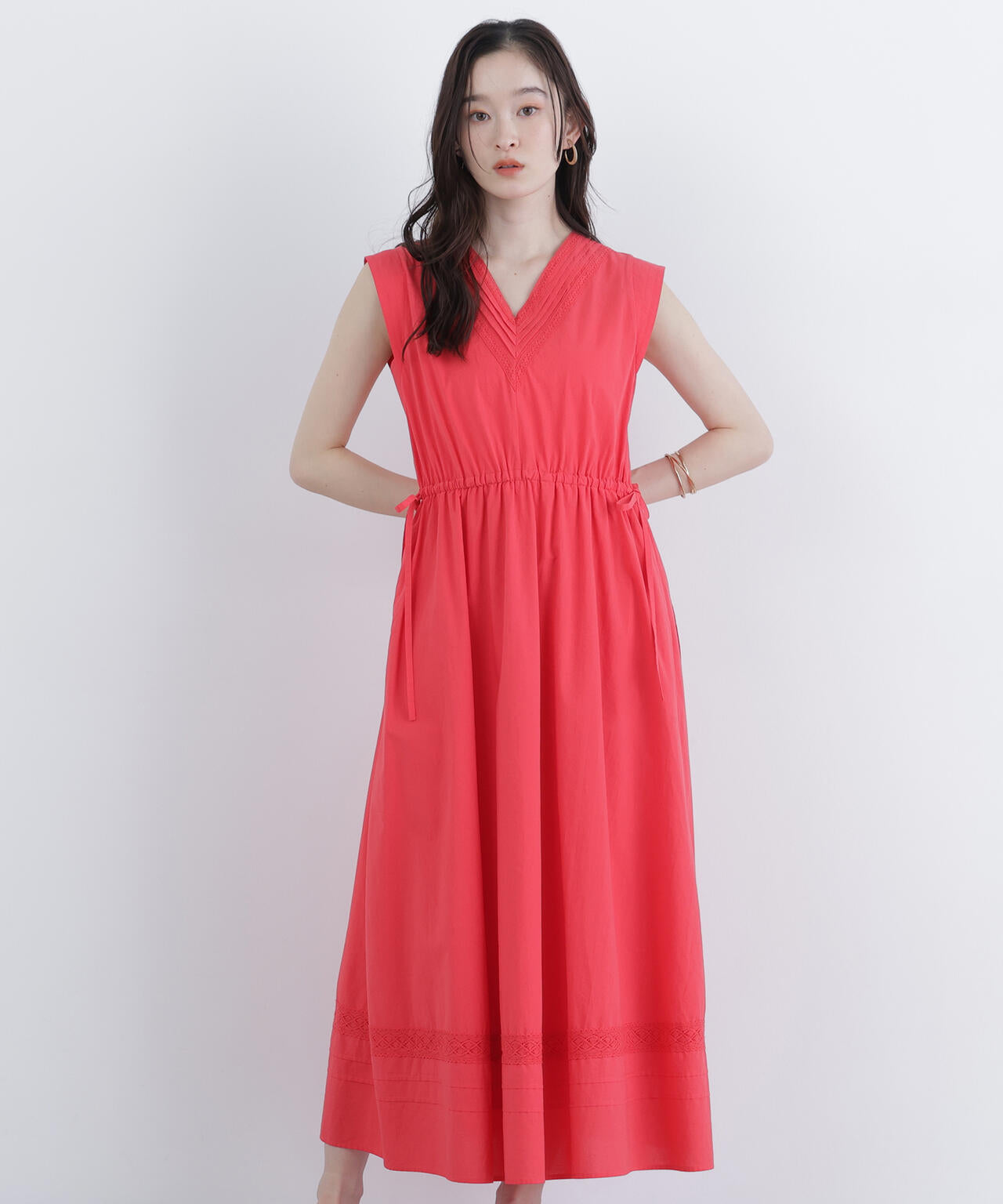 【6/5~6/7 オンライン限定2buy10%OFF対象】ピンタックレースワンピース