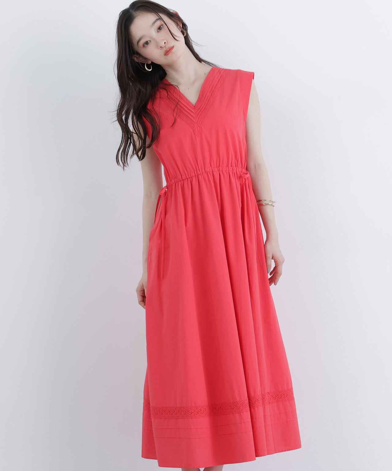 【6/5~6/7 オンライン限定2buy10%OFF対象】ピンタックレースワンピース