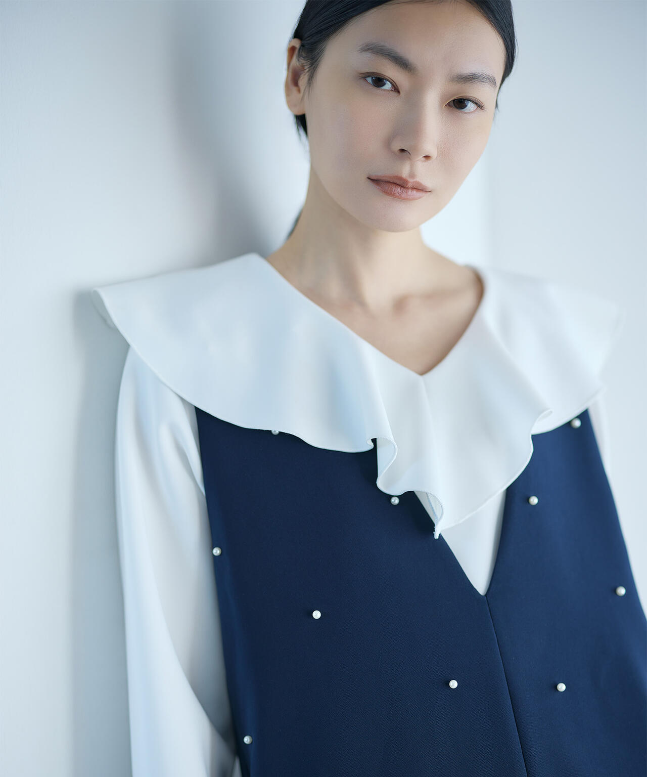 <瞬間コーデ>着るジュエリー。パール付きジャンスカ