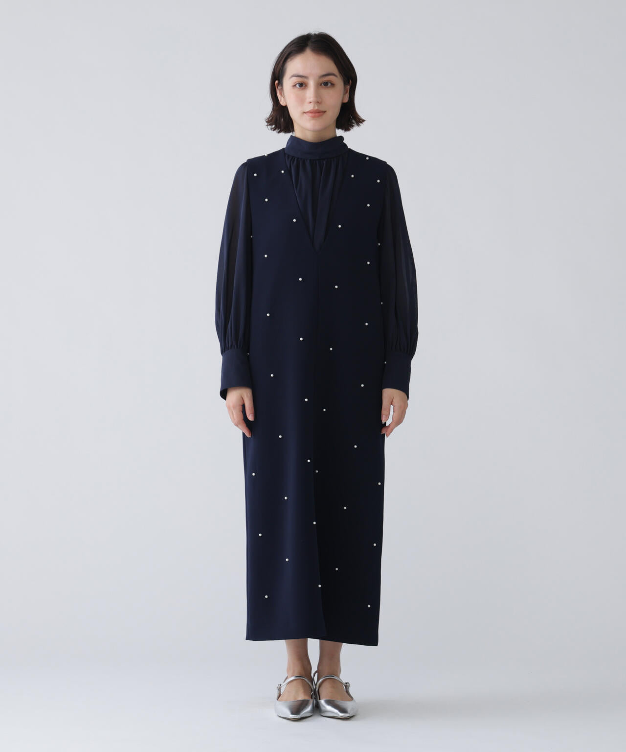 <瞬間コーデ>着るジュエリー。パール付きジャンスカ