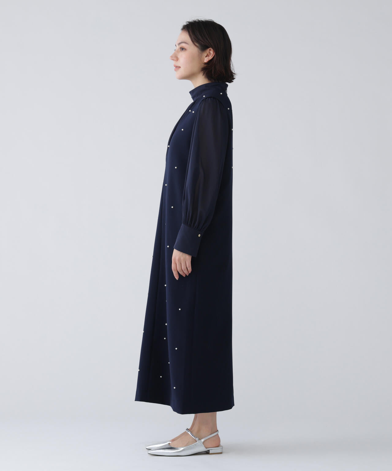 <瞬間コーデ>着るジュエリー。パール付きジャンスカ
