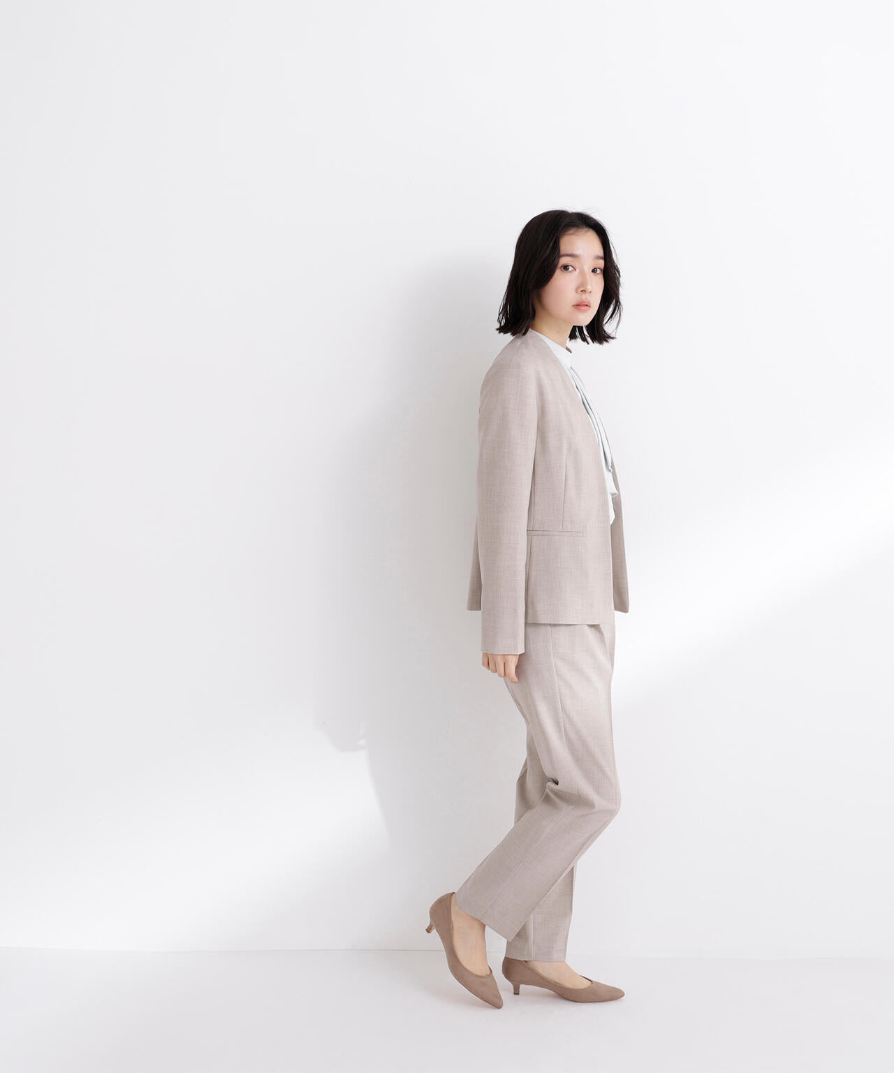 リネンライク SETUP ノーカラージャケット