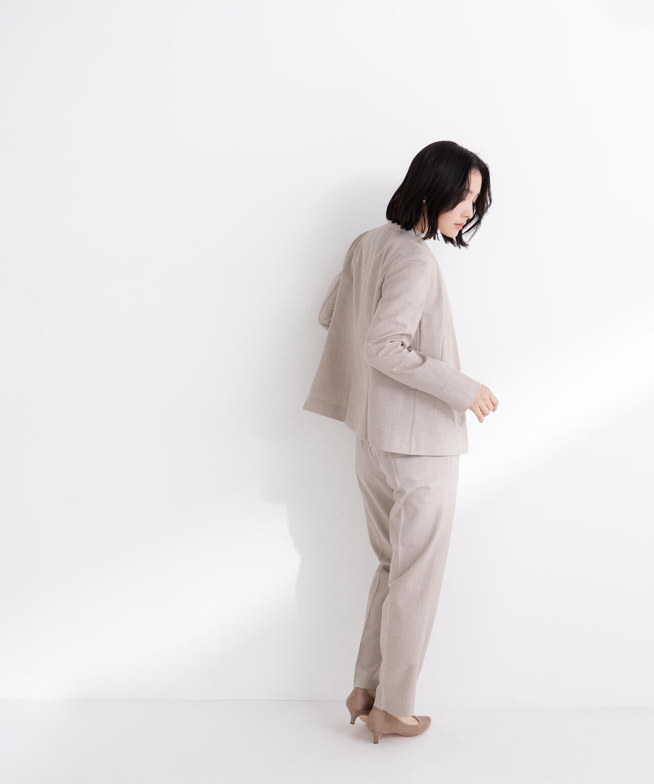 リネンライク SETUP ノーカラージャケット