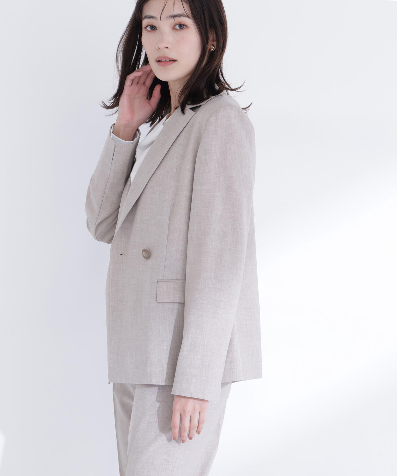 リネンライク SETUP ダブルボタンジャケット