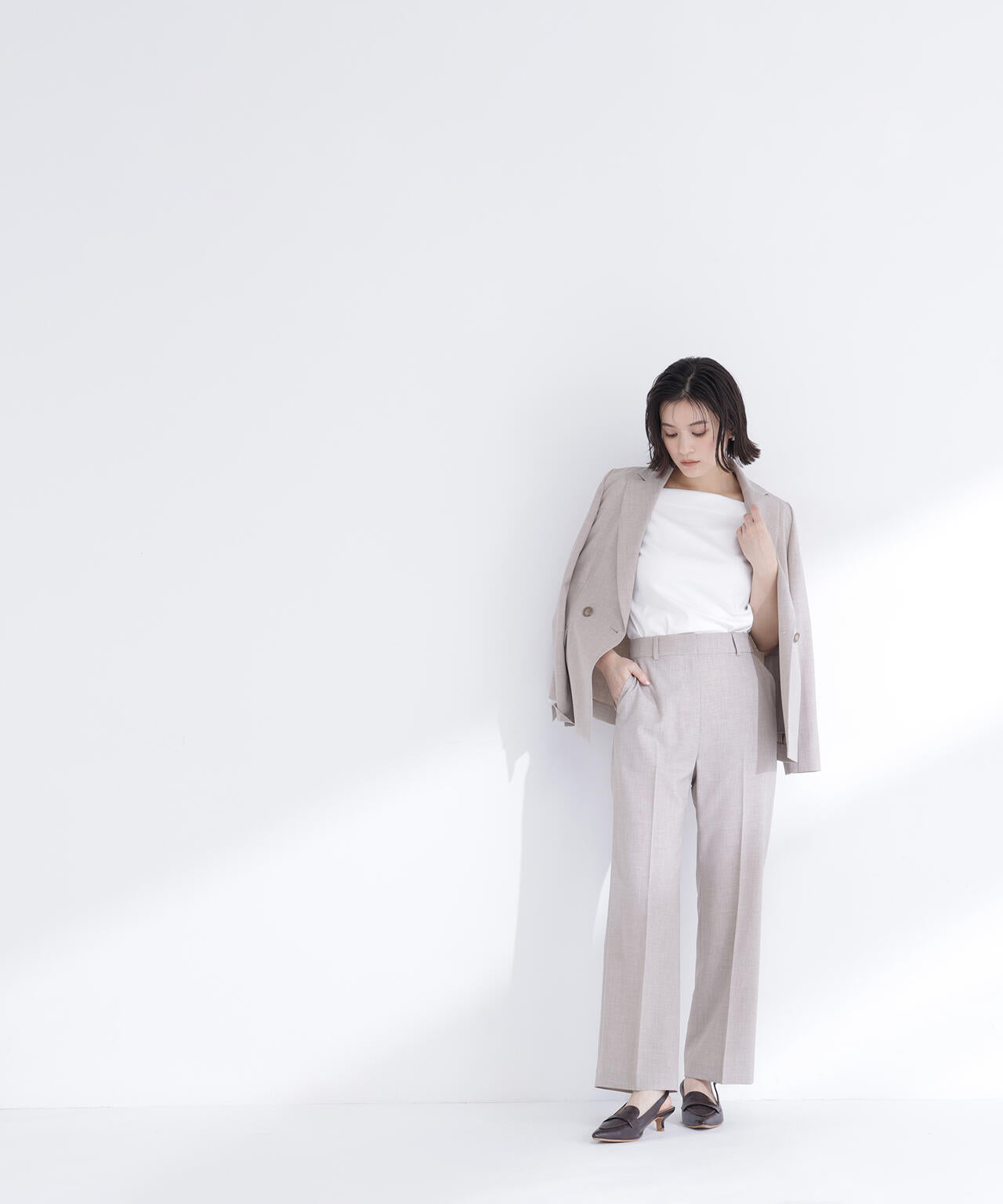 リネンライク SETUP ダブルボタンジャケット