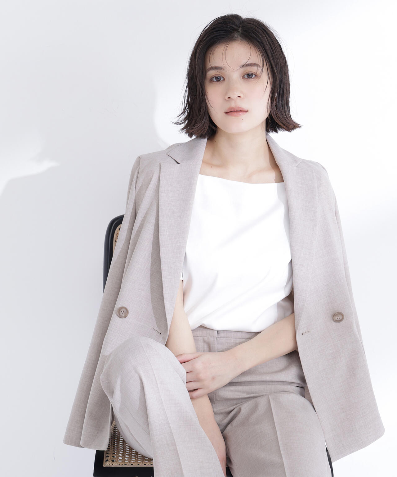 リネンライク SETUP ダブルボタンジャケット