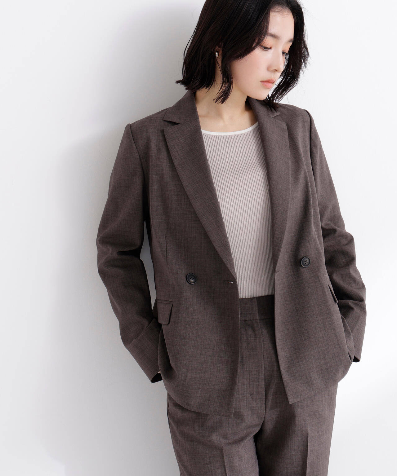 リネンライク SETUP ダブルボタンジャケット