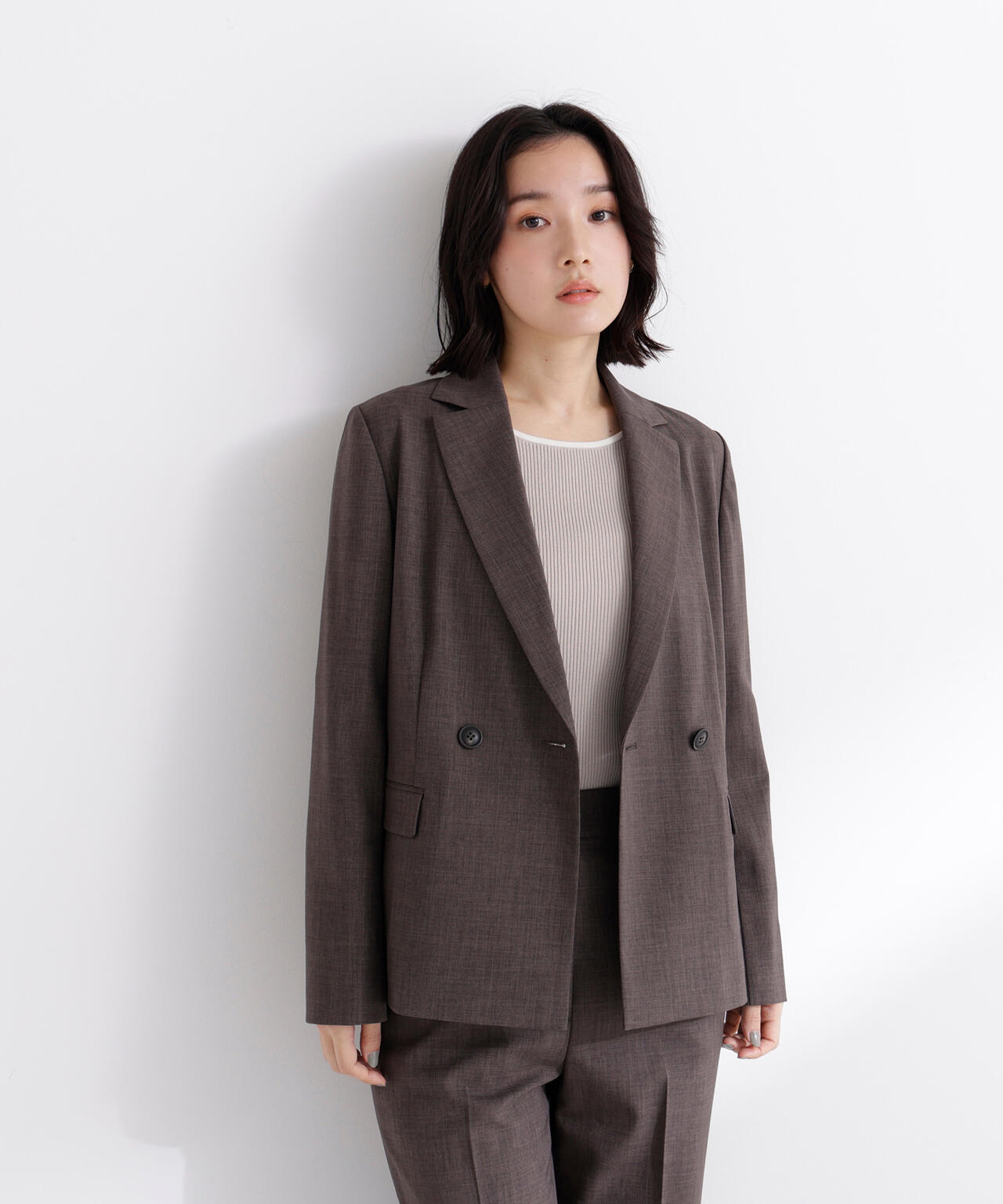 リネンライク SETUP ダブルボタンジャケット