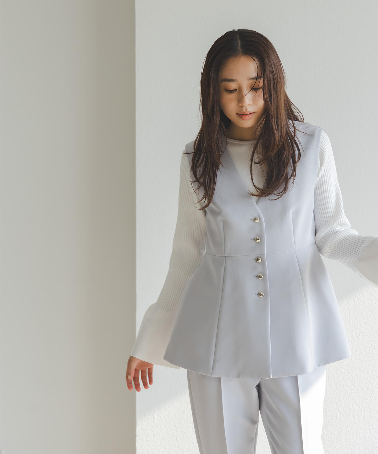 フロントボタンペプラムジレ SETUP