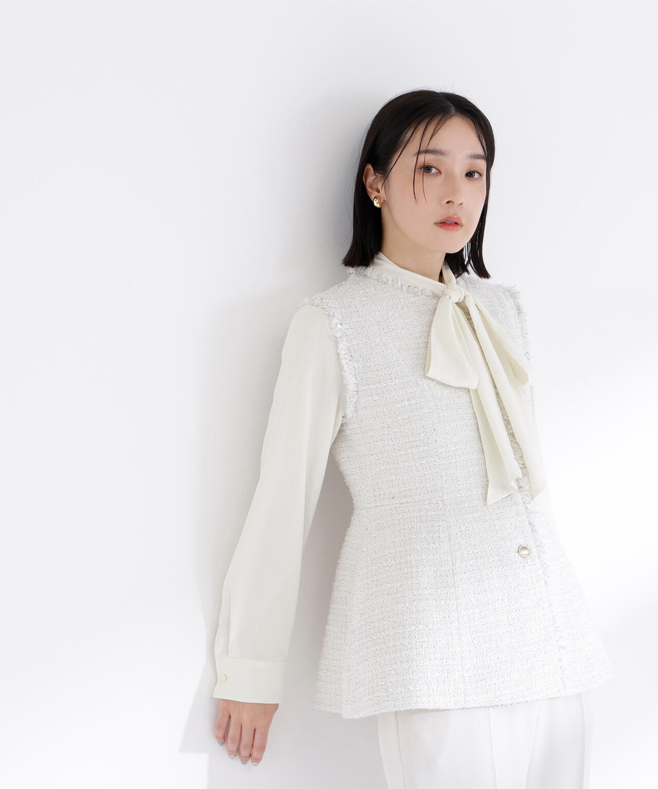 ツイードシリーズ ペプラムジレ