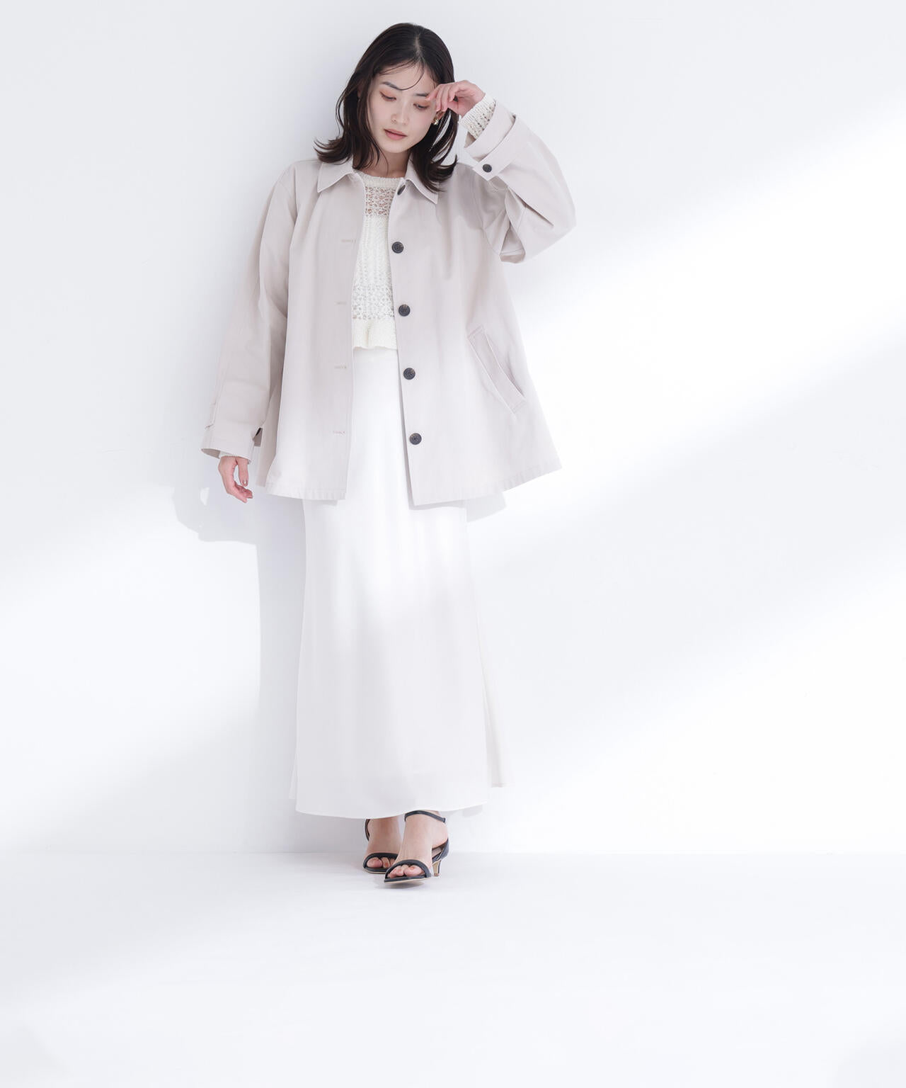 ステンカラーハーフコート