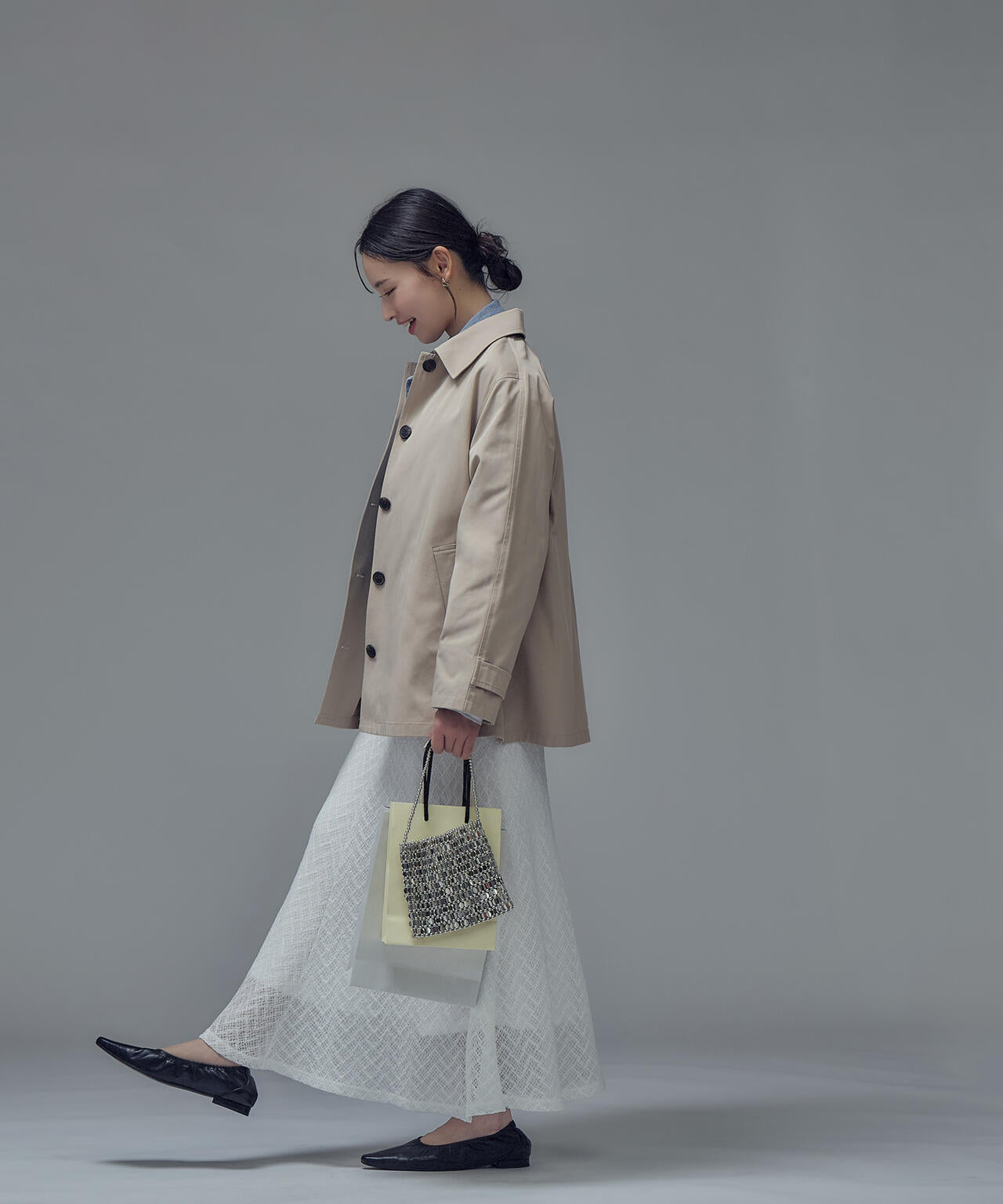 ステンカラーハーフコート