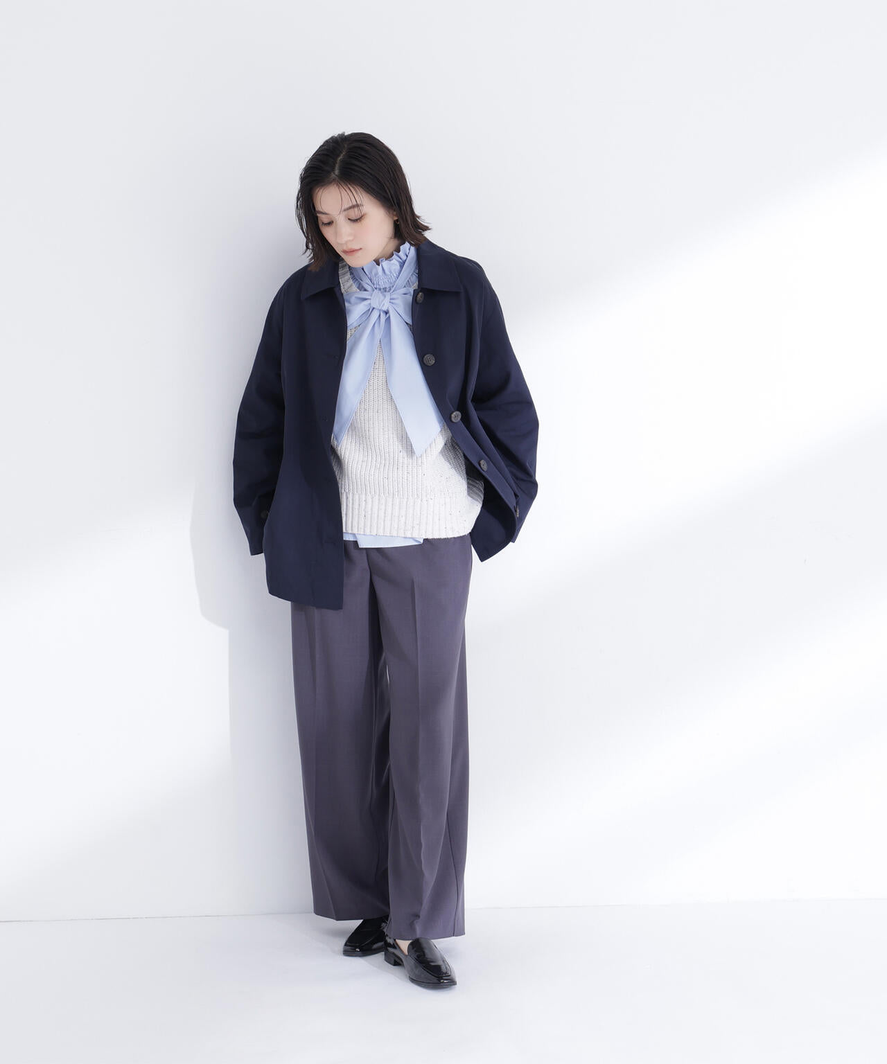 ステンカラーハーフコート