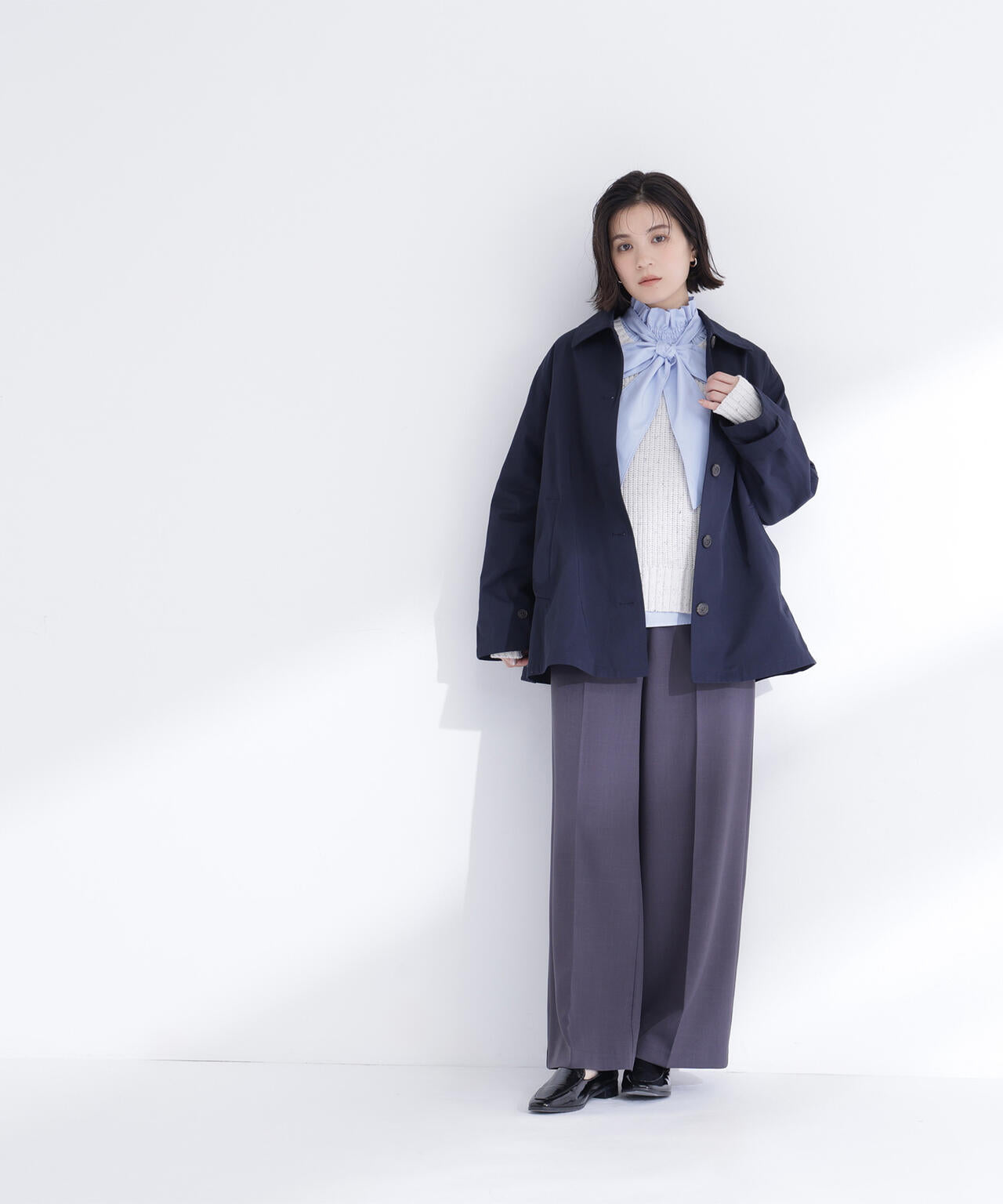 ステンカラーハーフコート