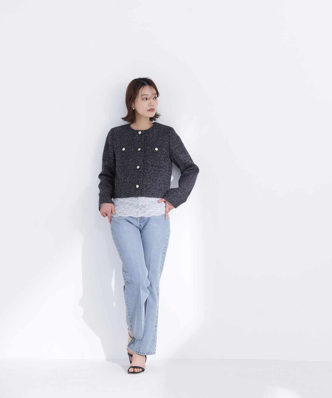 ツイードノーカラージャケット