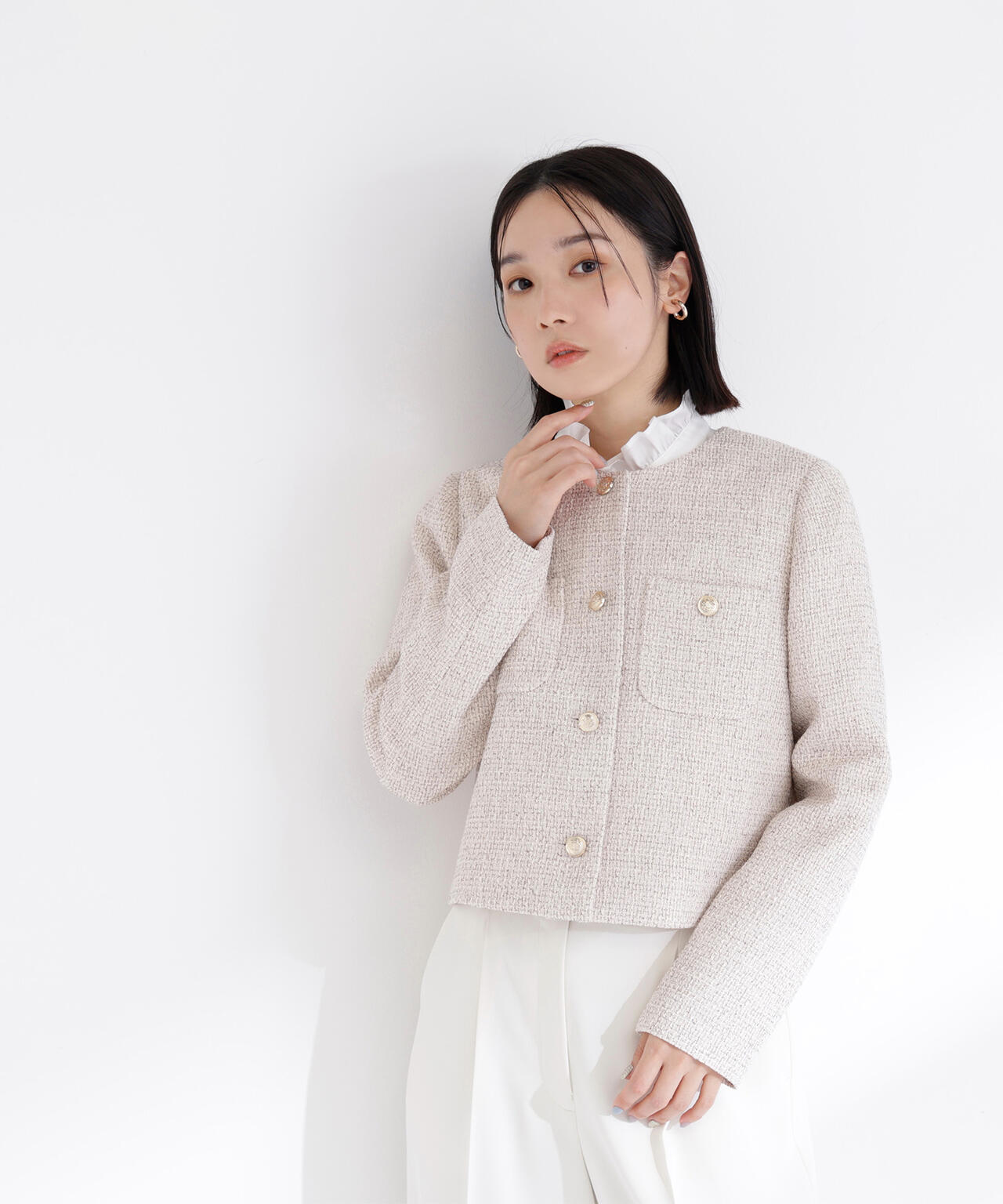 ツイードノーカラージャケット