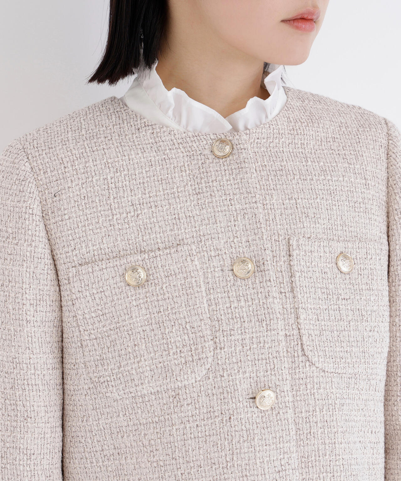 ツイードノーカラージャケット