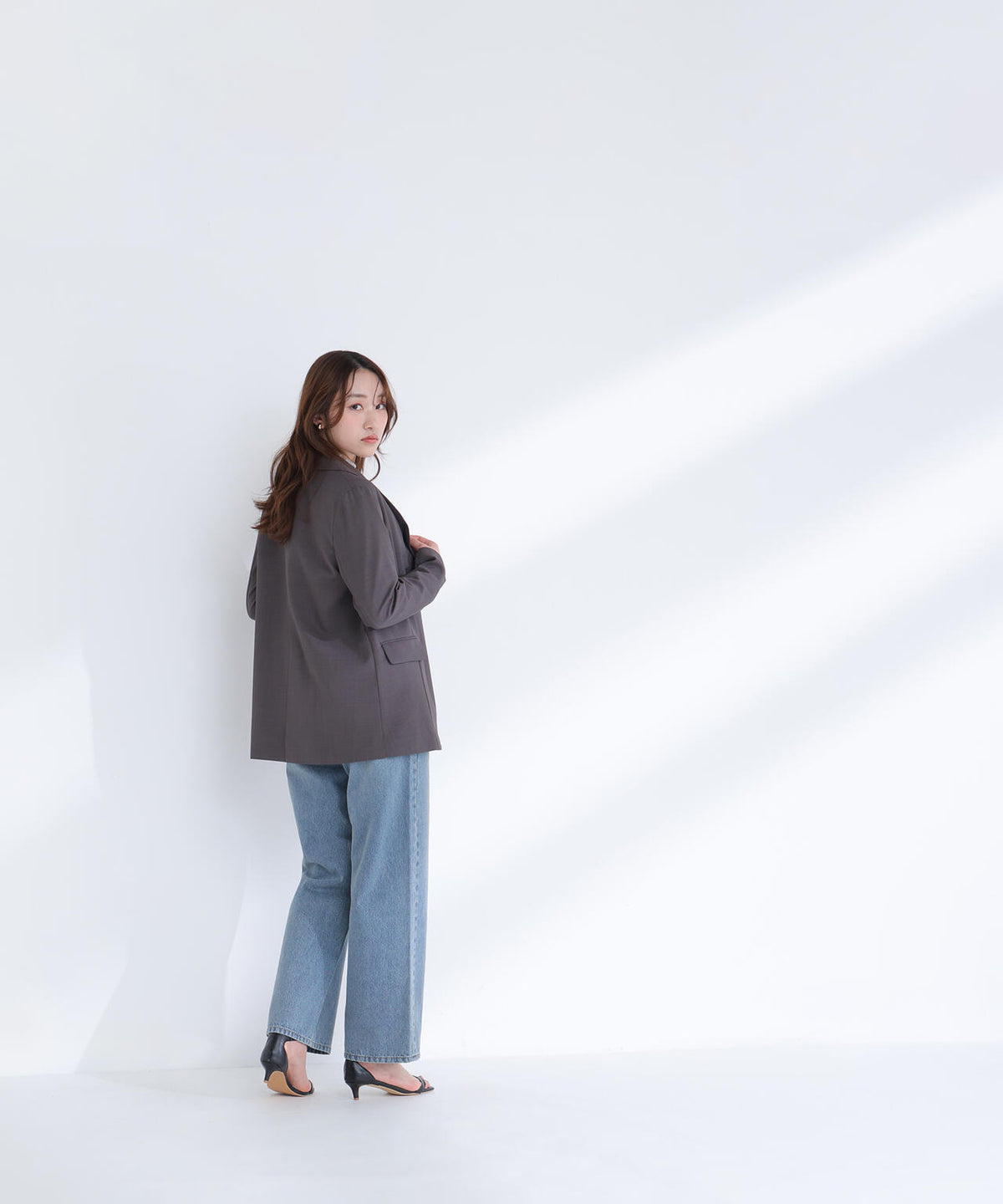 リネンライクダブルブレストボクシージャケット