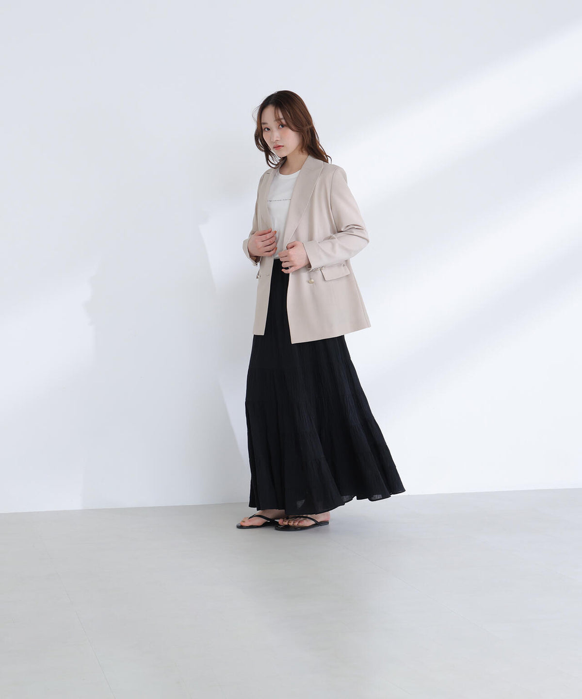 リネンライクダブルブレストボクシージャケット